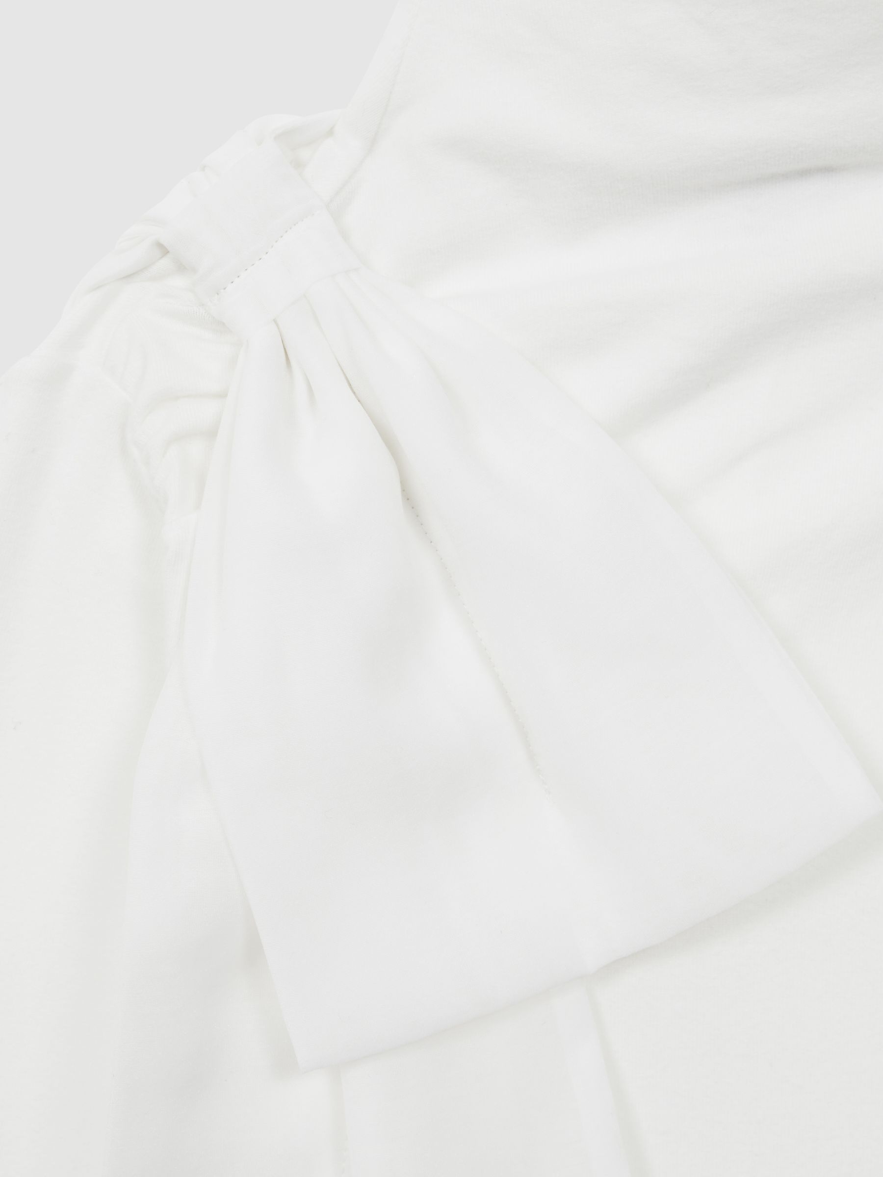 4-9 yrs Cotton Bow Funnel Neck T-Shirt in Ivory - Image 6 of 6