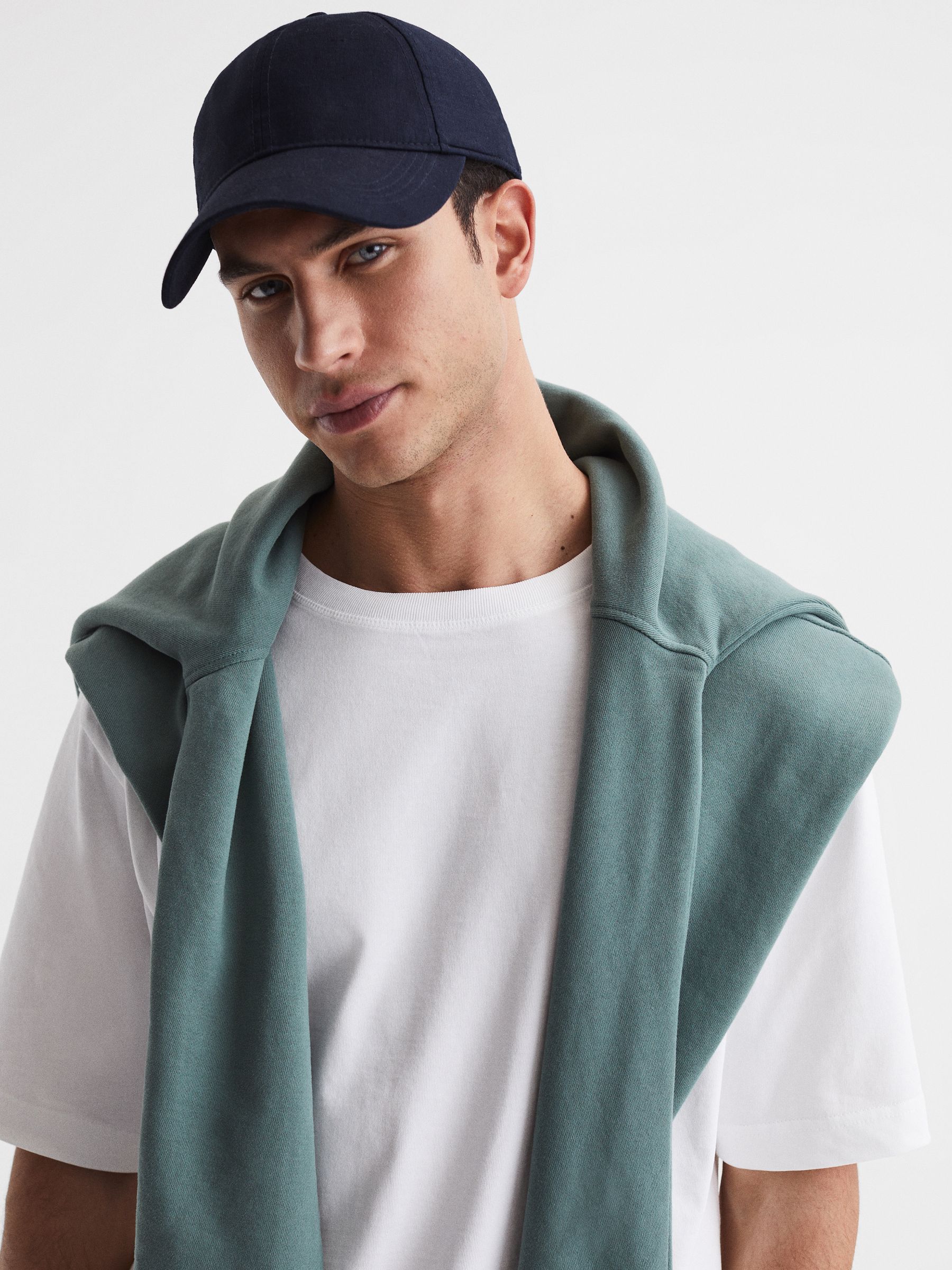 Cotton-Linen Blend Baseball Cap in Navy - Image 2 of 4