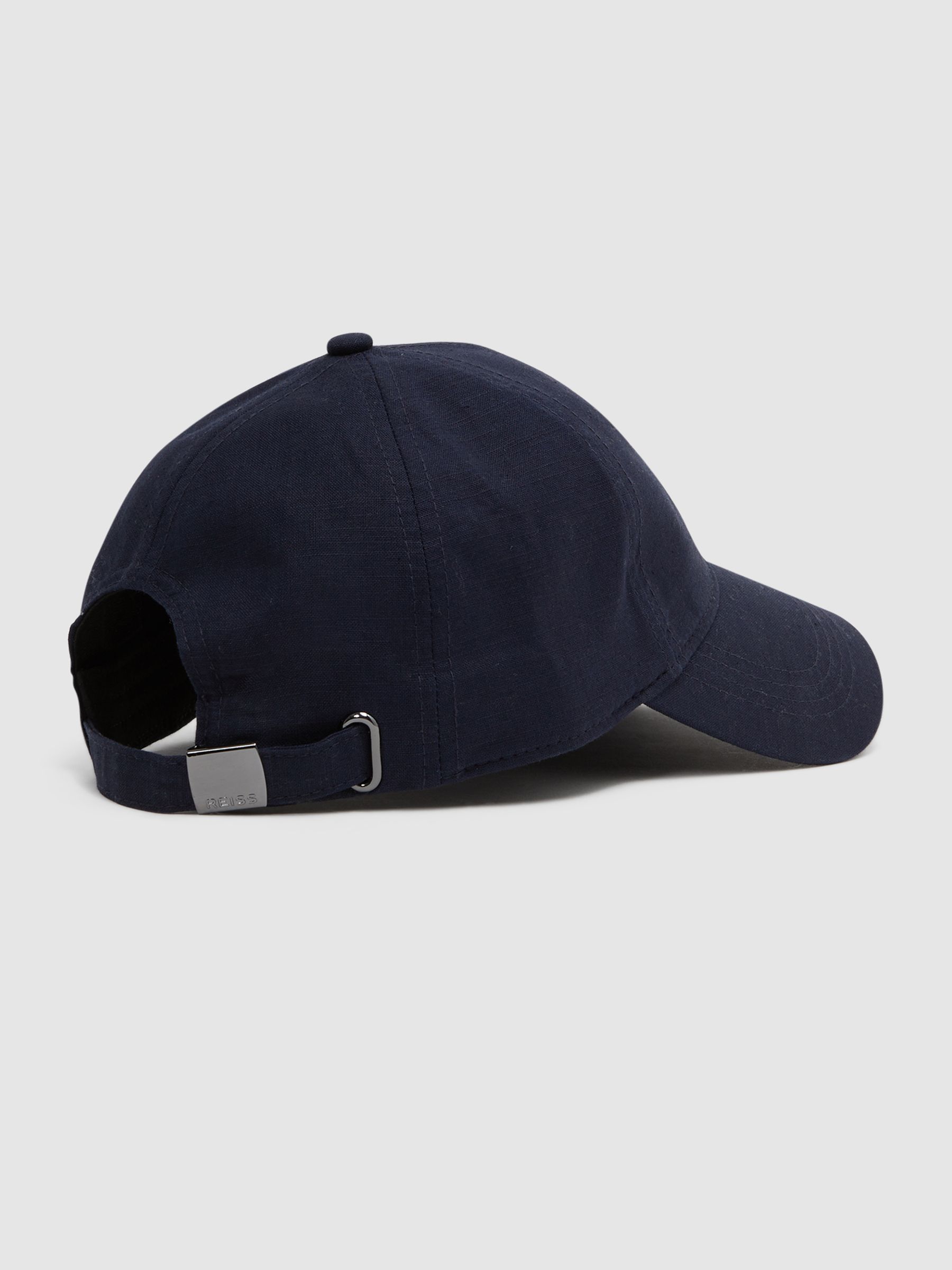 Cotton-Linen Blend Baseball Cap in Navy - Image 3 of 4
