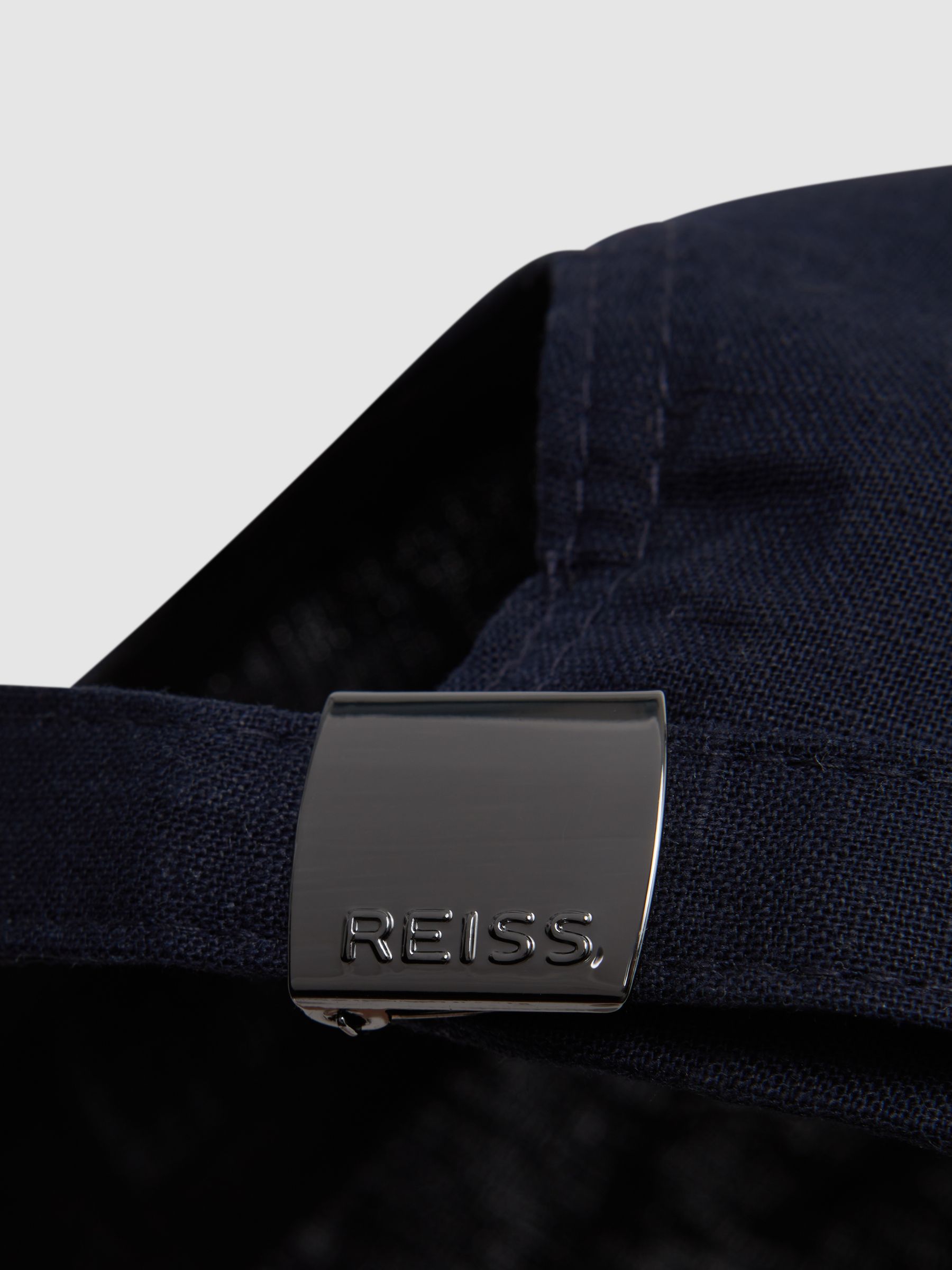 Cotton-Linen Blend Baseball Cap in Navy - Image 4 of 4