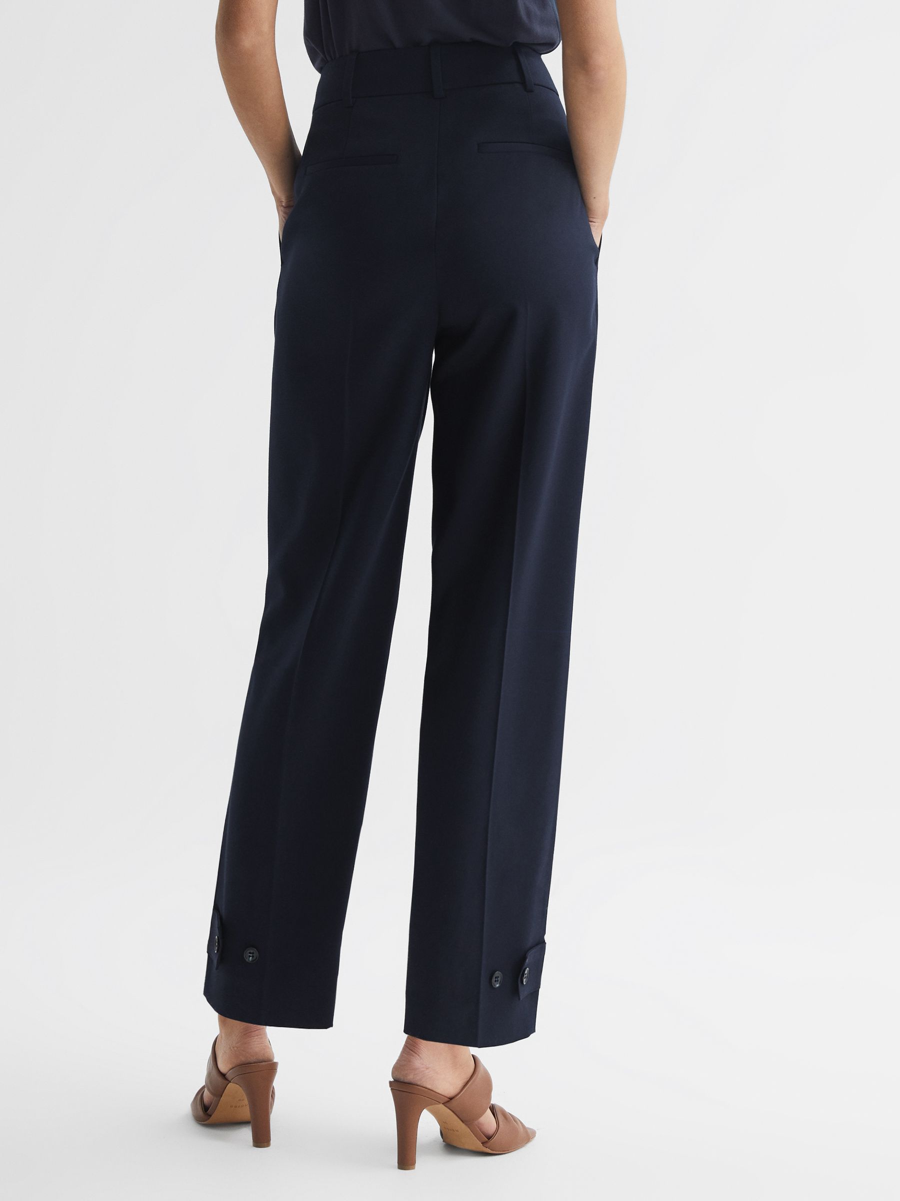 High Rise Cropped Tapered Trousers in Navy - Image 5 of 7