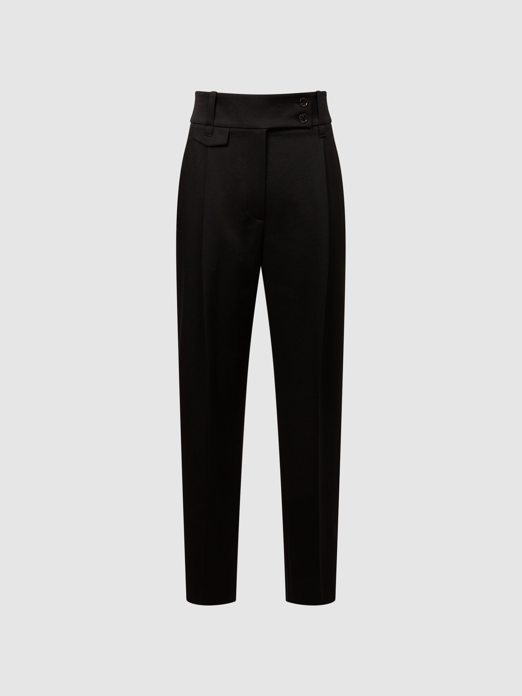 High Rise Cropped Tapered Trousers in Black - Image 2 of 5