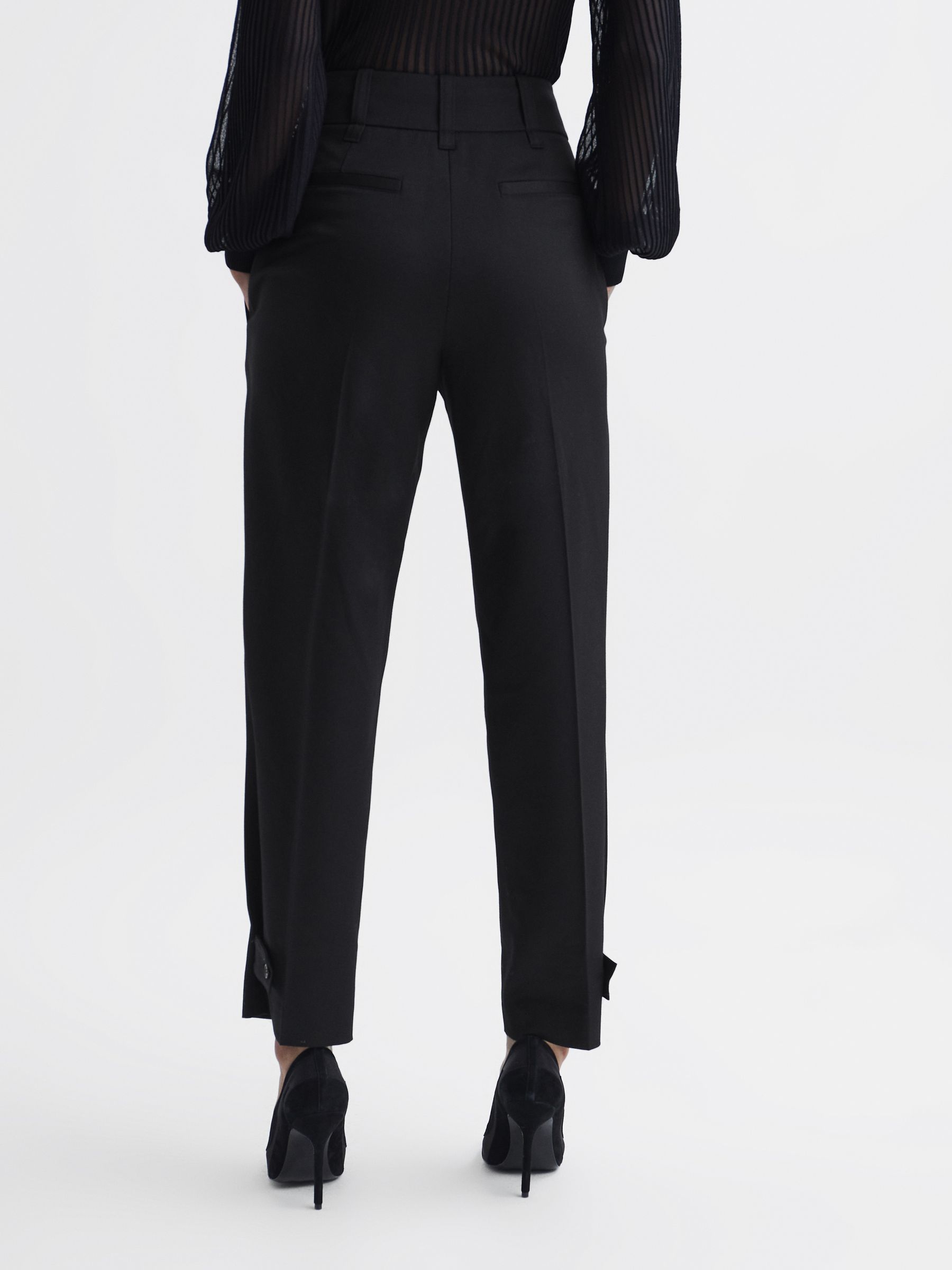 High Rise Cropped Tapered Trousers in Black - Image 5 of 5