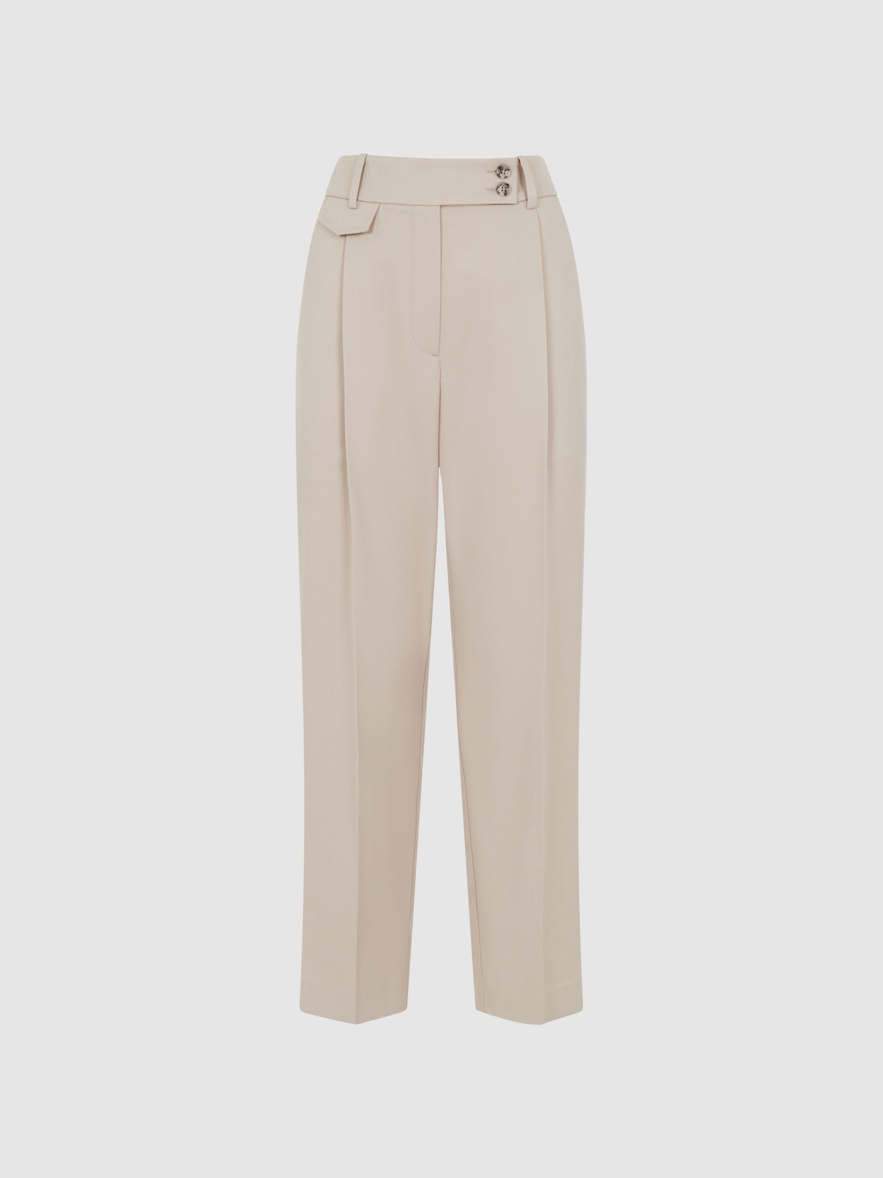 High Rise Cropped Tapered Trousers in Stone - Image 2 of 7