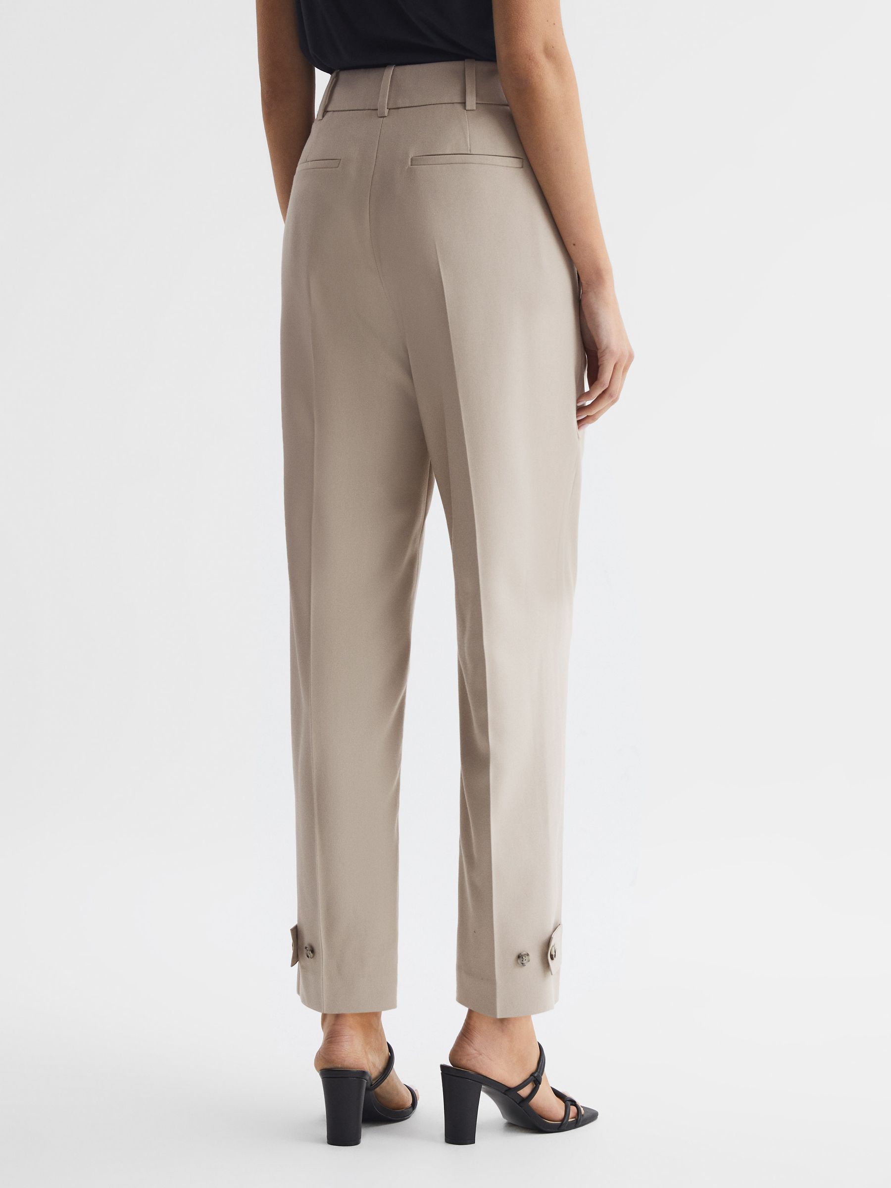 High Rise Cropped Tapered Trousers in Stone - Image 5 of 7