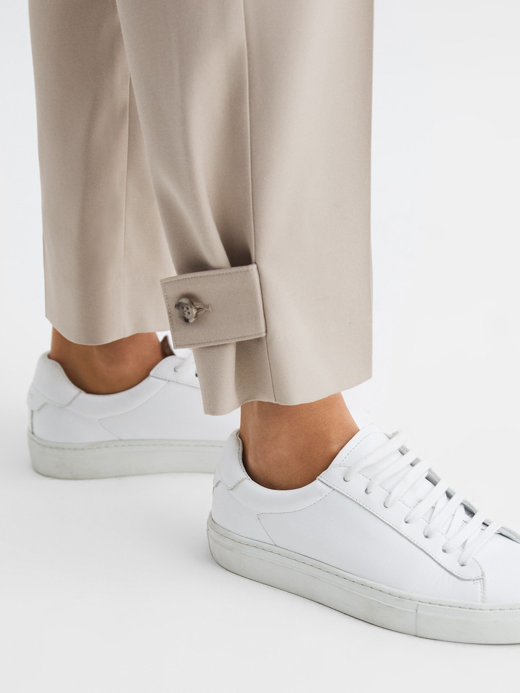 High Rise Cropped Tapered Trousers in Stone - Image 6 of 7