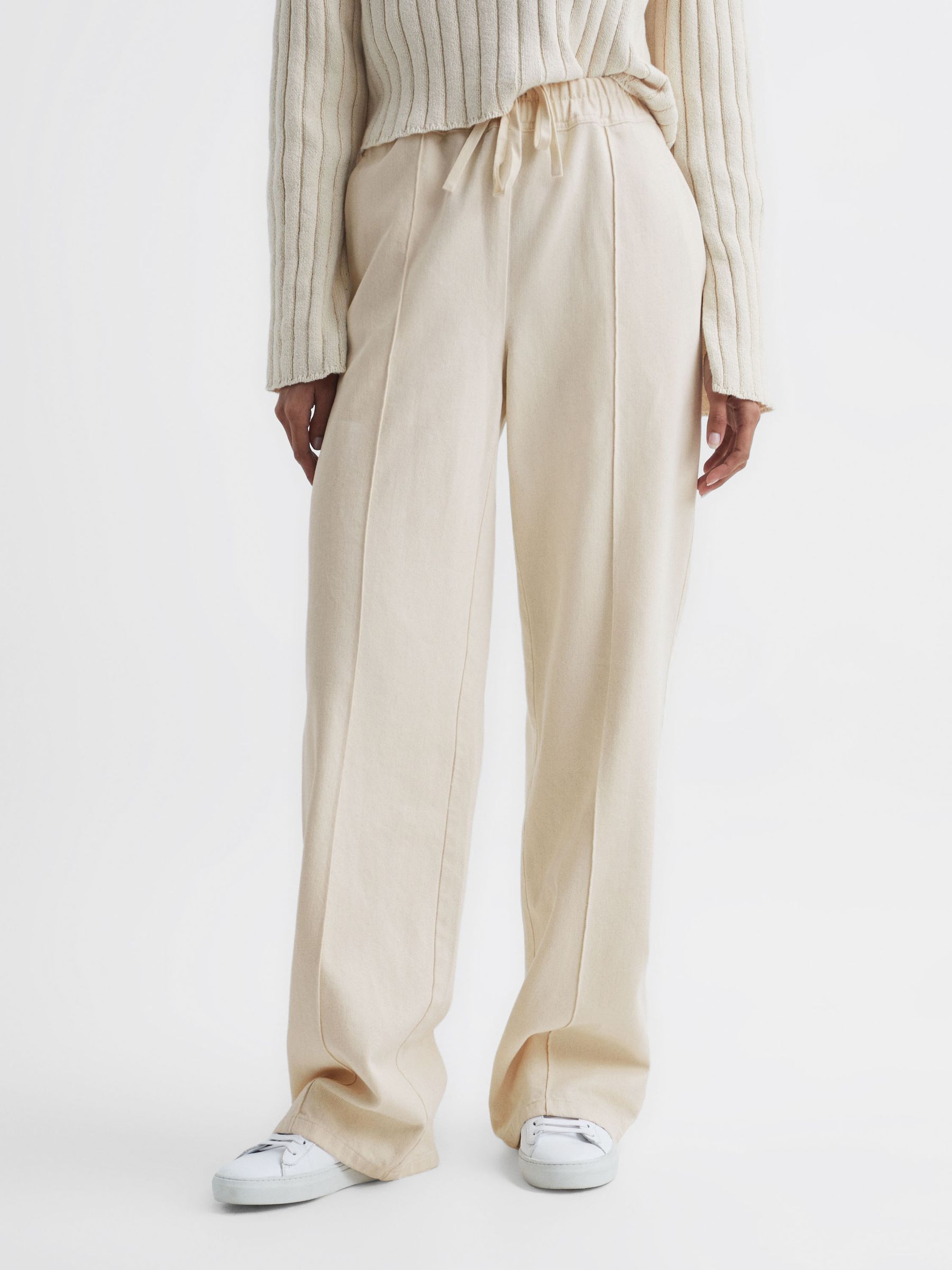 Wide Leg Trousers in Cream - Image 1 of 6