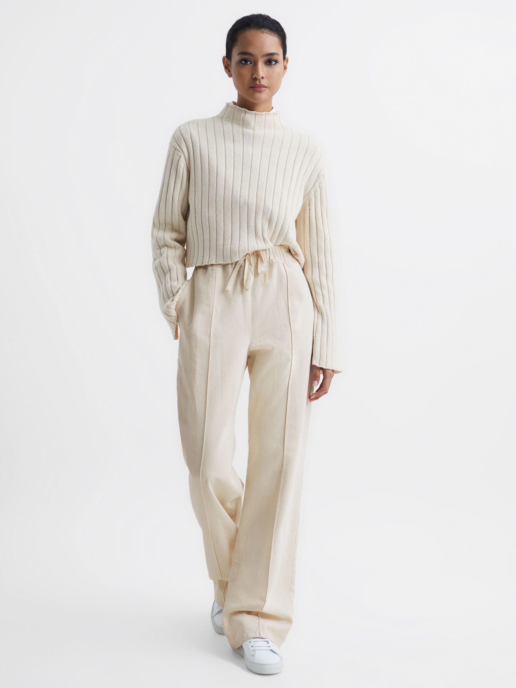 Wide Leg Trousers in Cream - Image 3 of 6