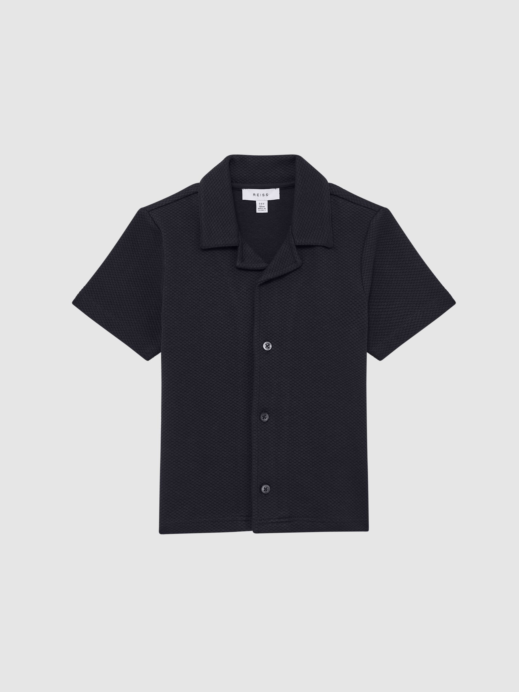 Senior Short Sleeve Cuban Collar Shirt in Navy - Image 2 of 6 Senior Short Sleeve Cuban Collar Shirt in Navy - Image 2 of 6