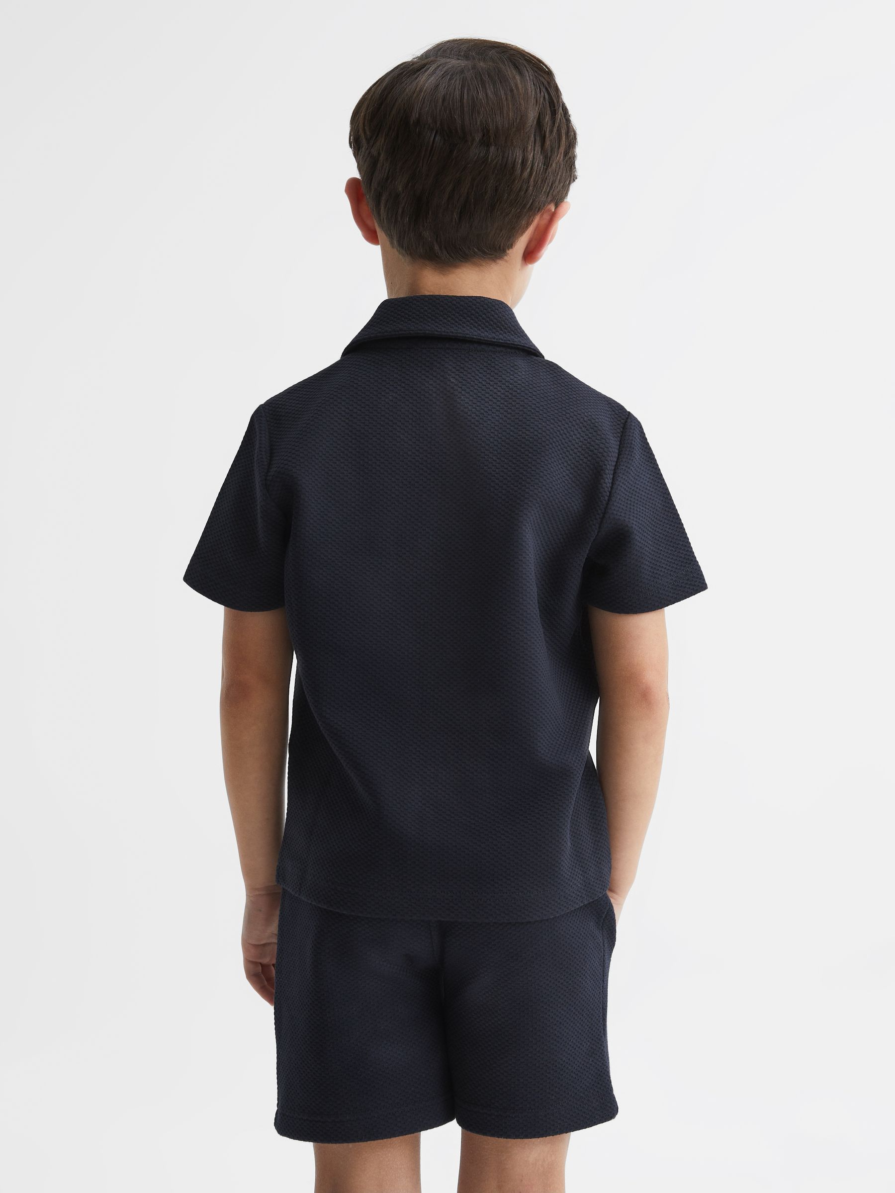 Senior Short Sleeve Cuban Collar Shirt in Navy - Image 5 of 6