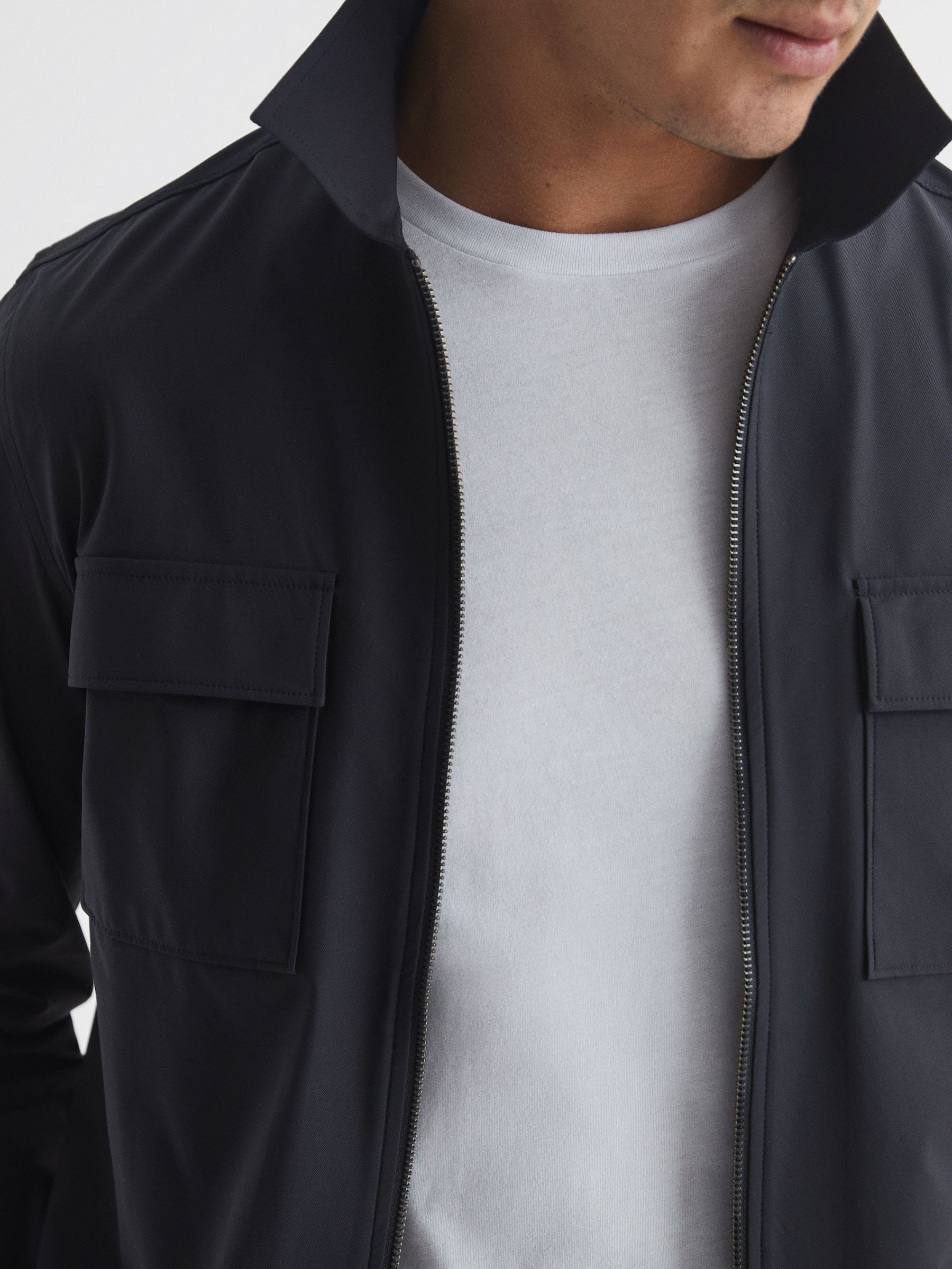 Technical Pocket Zip Through Jacket in Black - Image 4 of 5