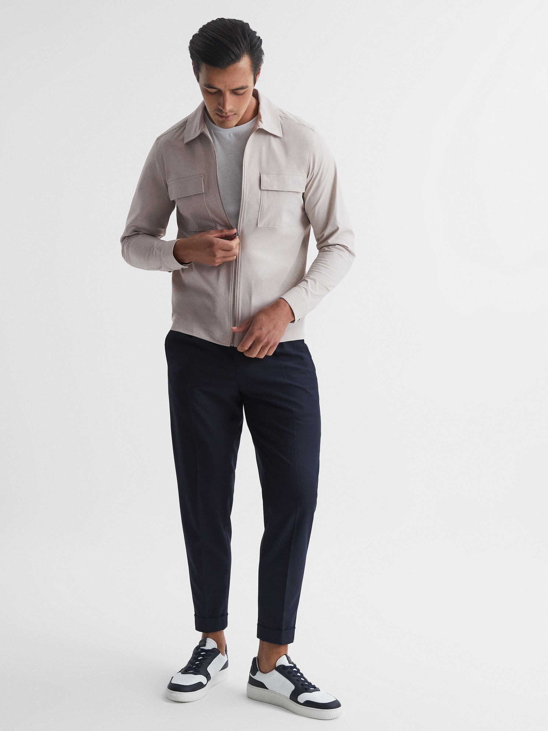 Technical Pocket Zip Through Jacket in Stone - Image 3 of 6