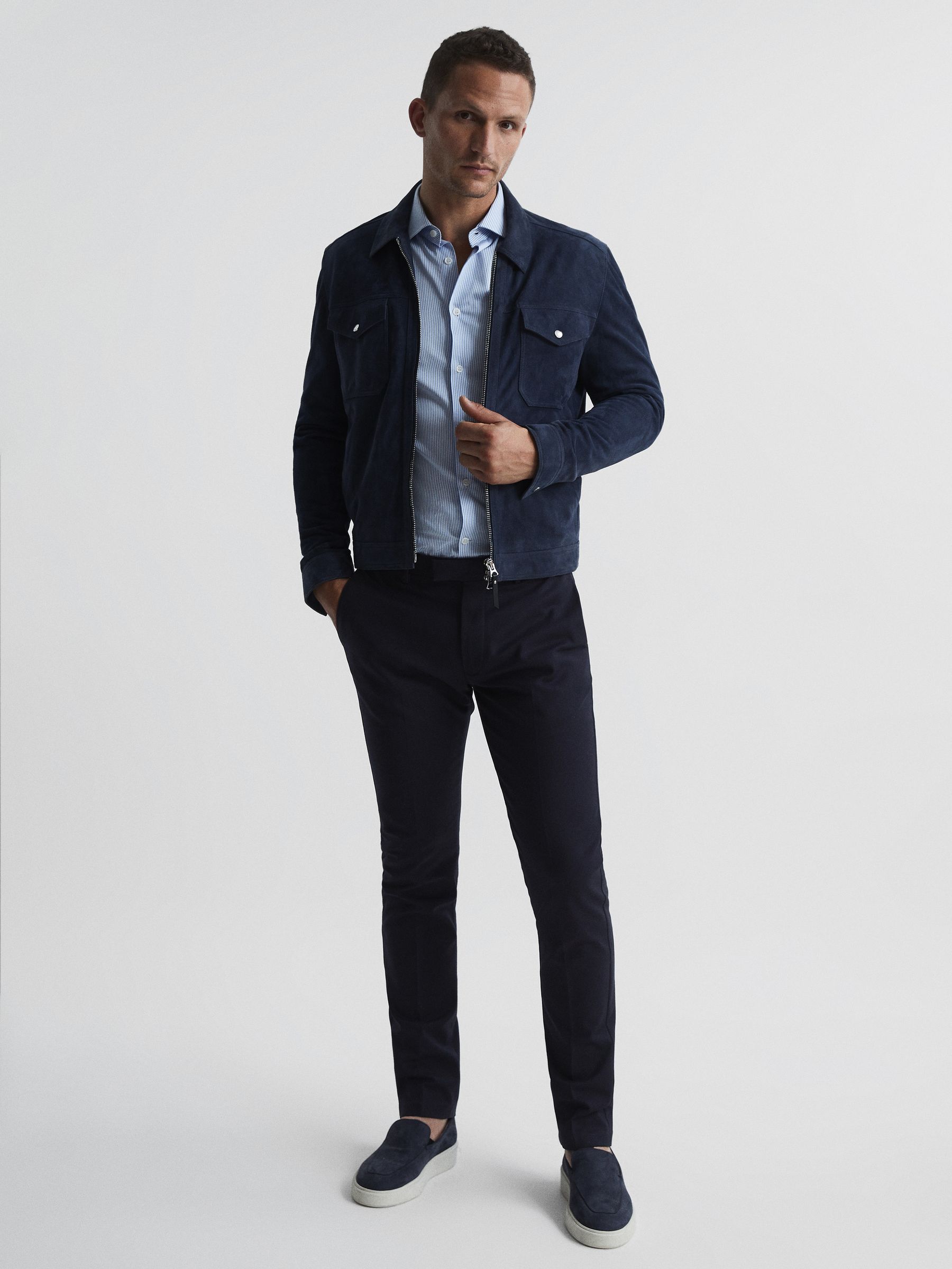 Slim Fit Chinos in Navy - Image 3 of 5