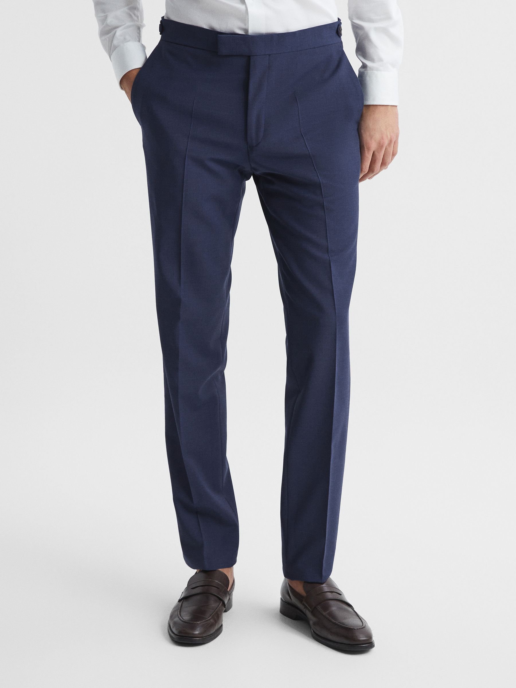 Slim Fit Wool Blend Trousers in Bright Blue - Image 1 of 6