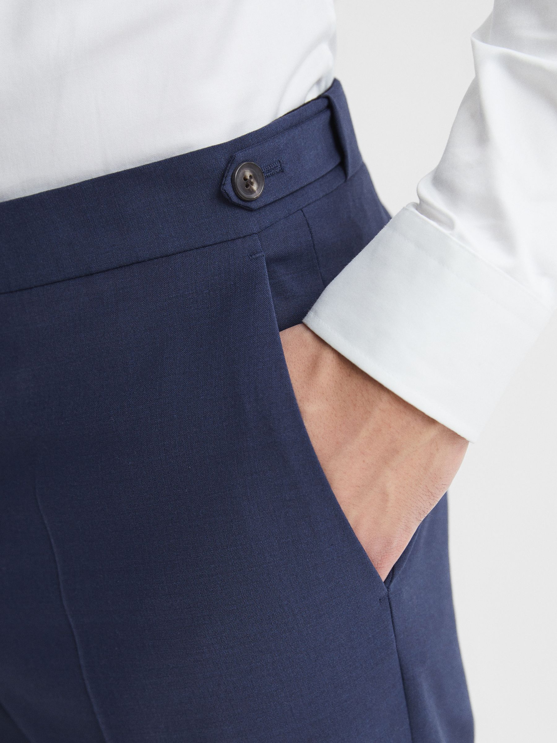 Slim Fit Wool Blend Trousers in Bright Blue - Image 4 of 6