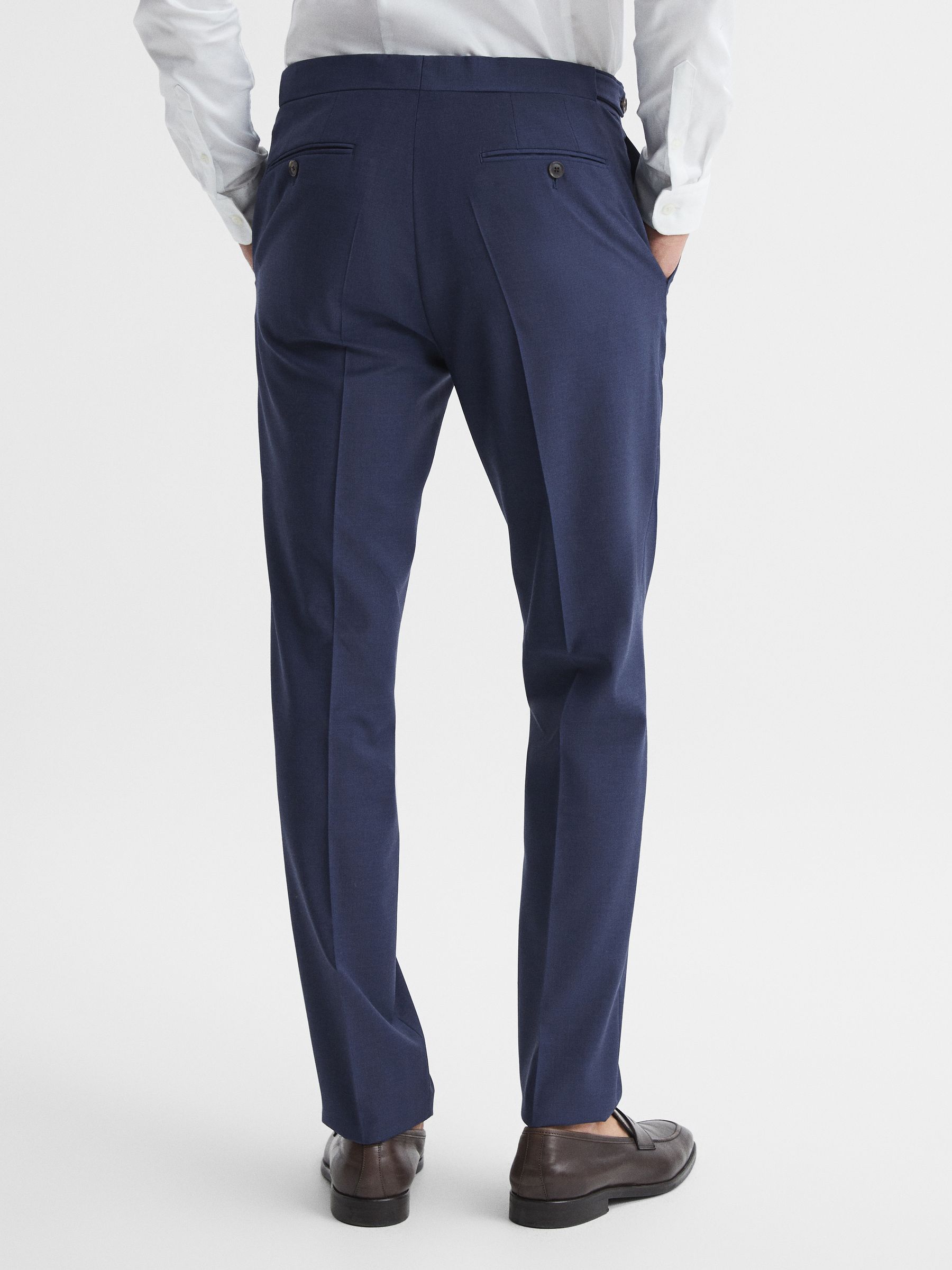 Slim Fit Wool Blend Trousers in Bright Blue - Image 5 of 6