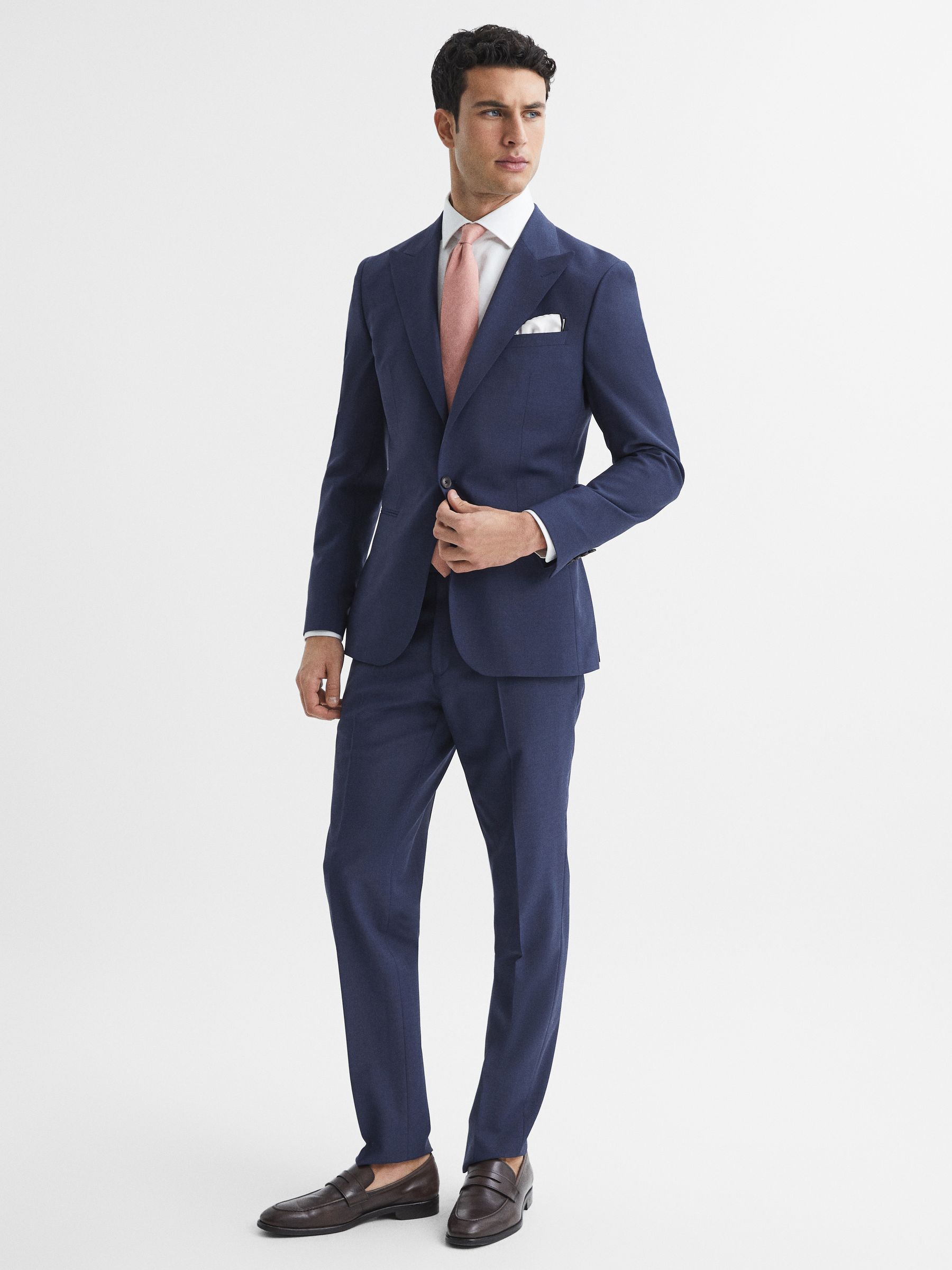 Slim Fit Wool Blend Trousers in Bright Blue - Image 6 of 6