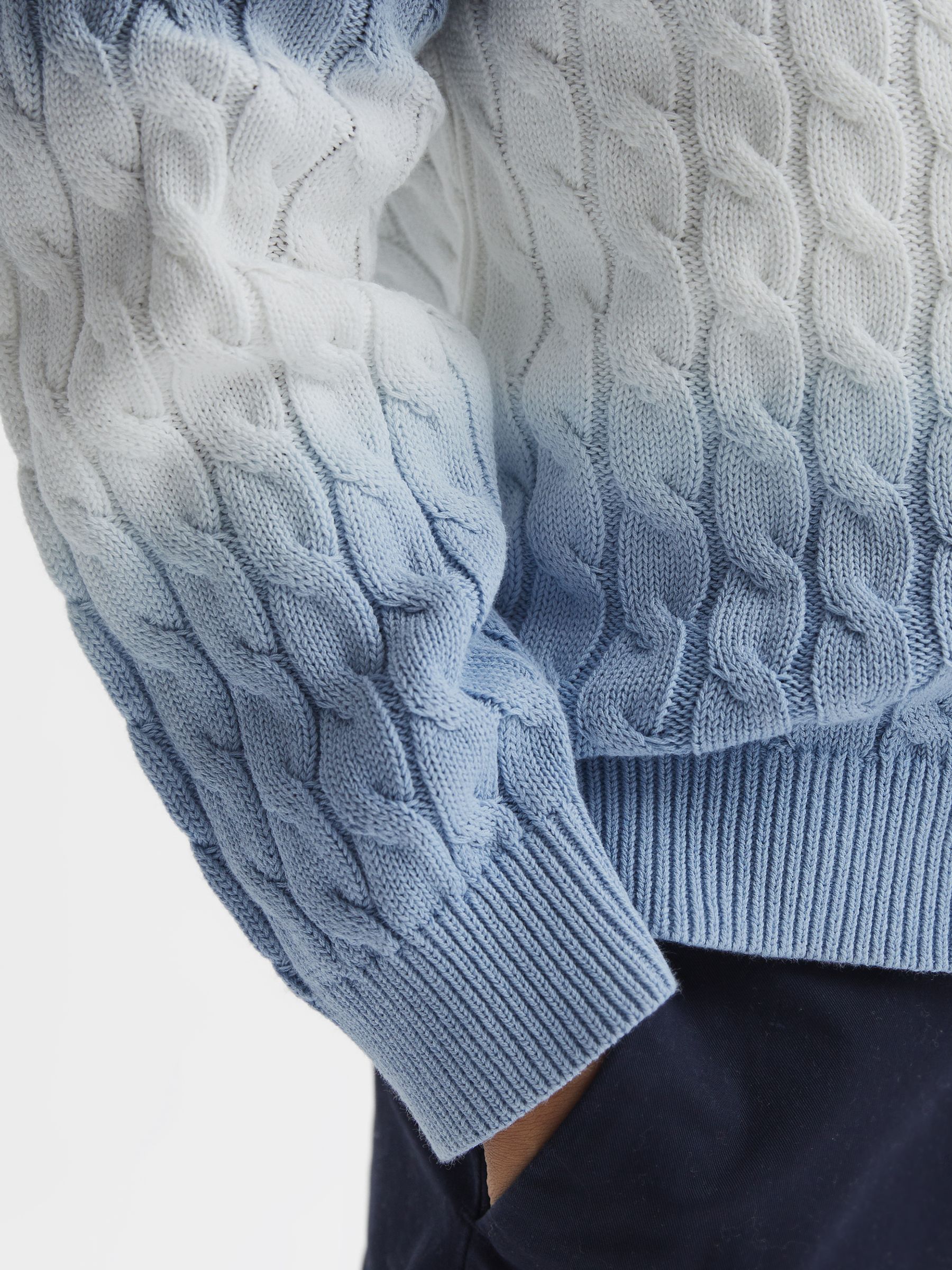 Junior Ombre Cable Knit Cardigan in Blue - Image 4 of 6