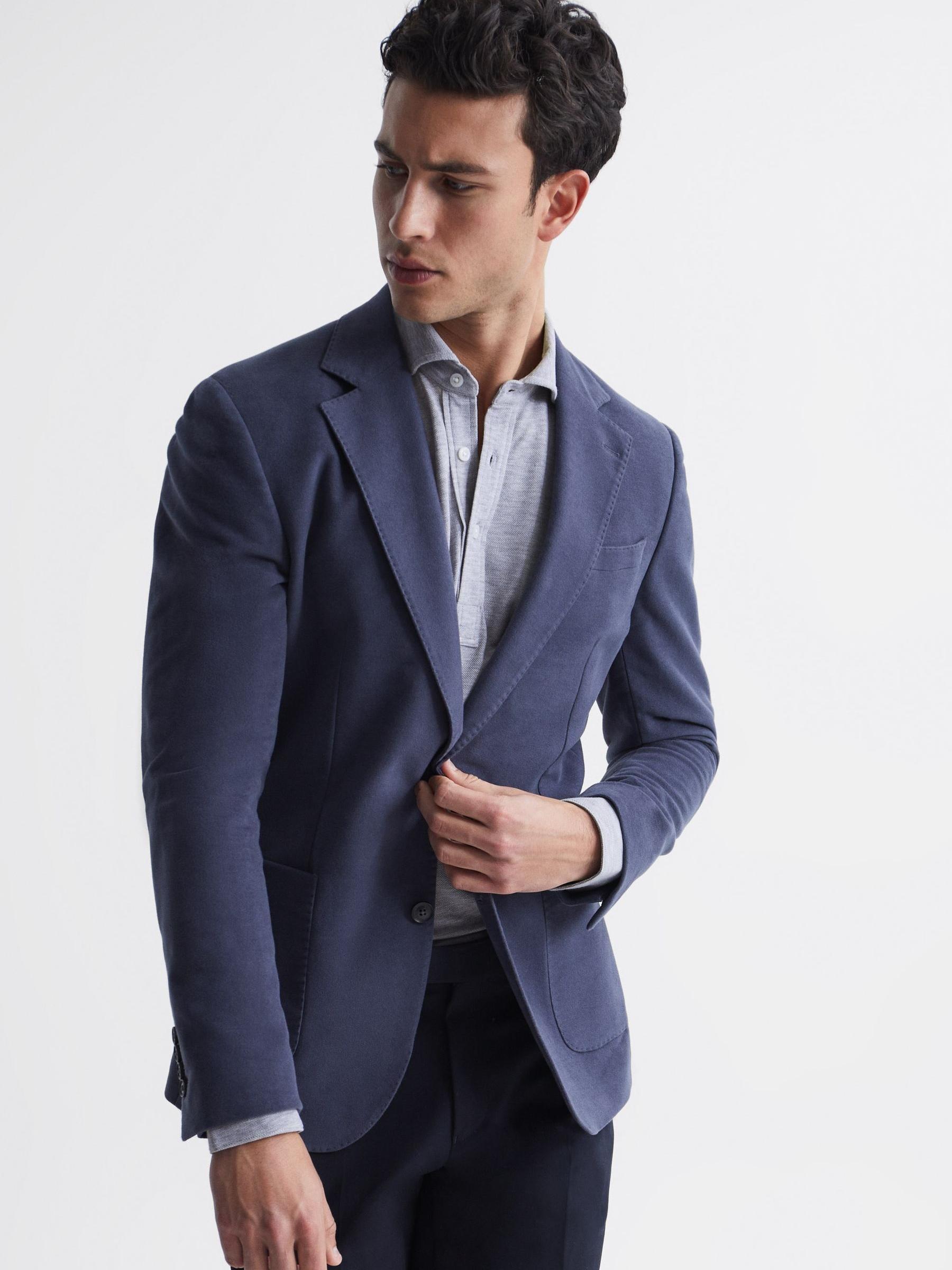 Slim Fit Pique Cotton Shirt in Grey Melange - Image 6 of 6