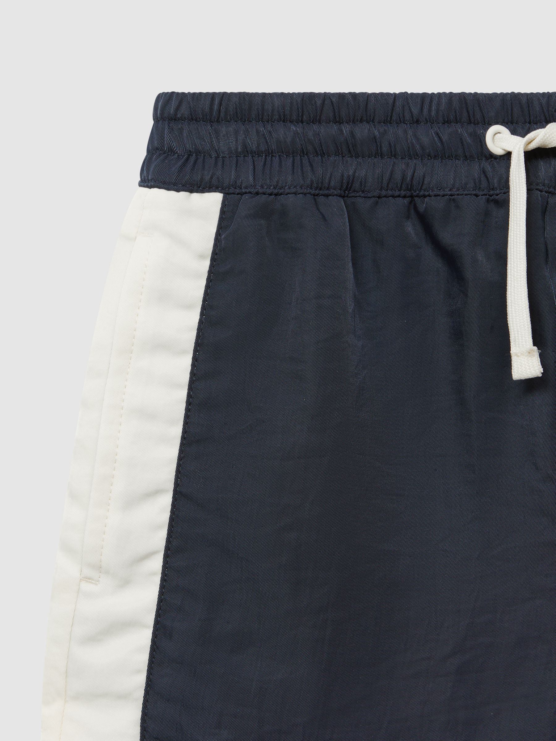 Junior Drawstring Contrast Swim Shorts in Navy/Ecru - Image 7 of 7