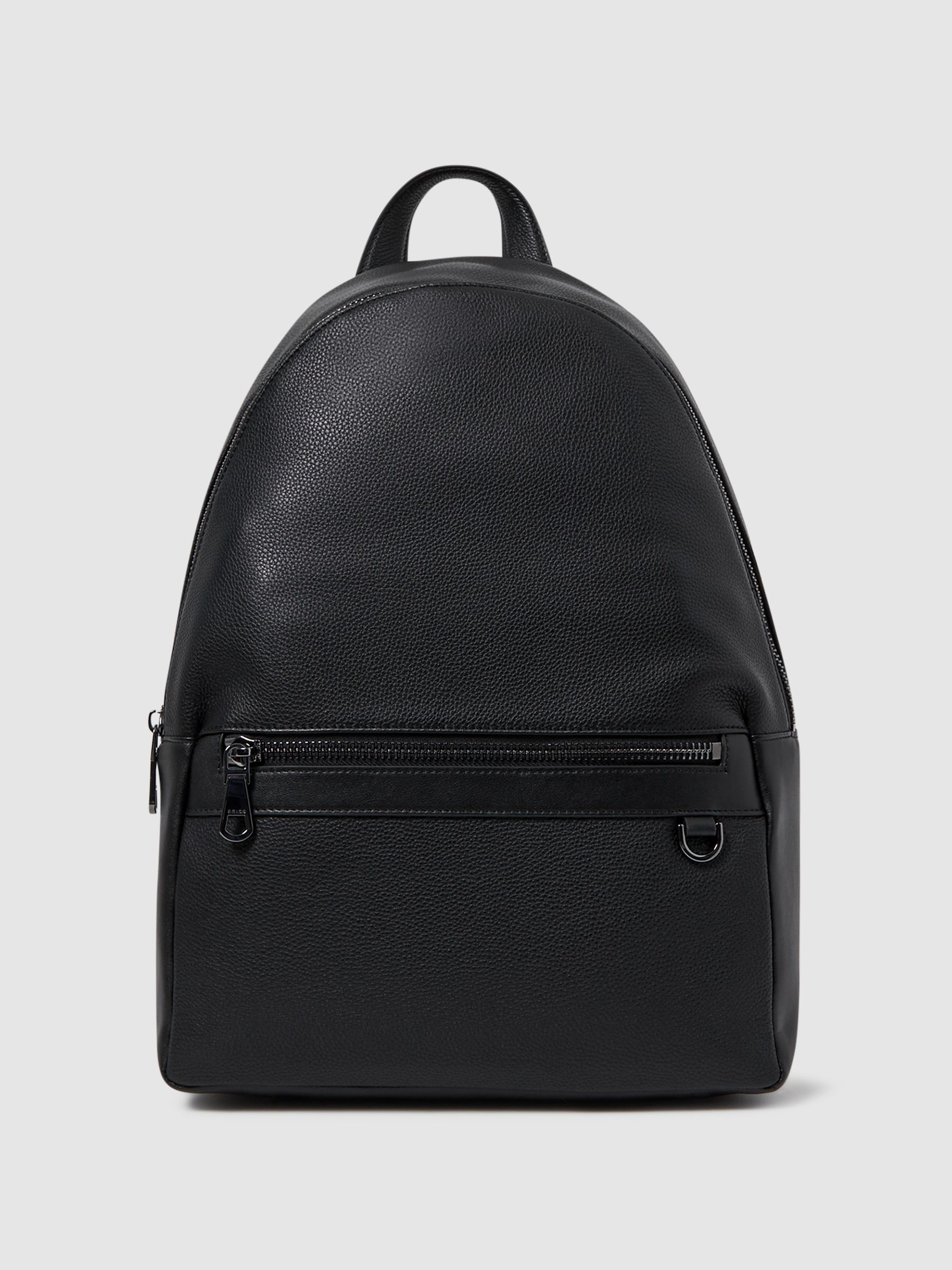 Leather Zipped Backpack in Black - Image 1 of 5