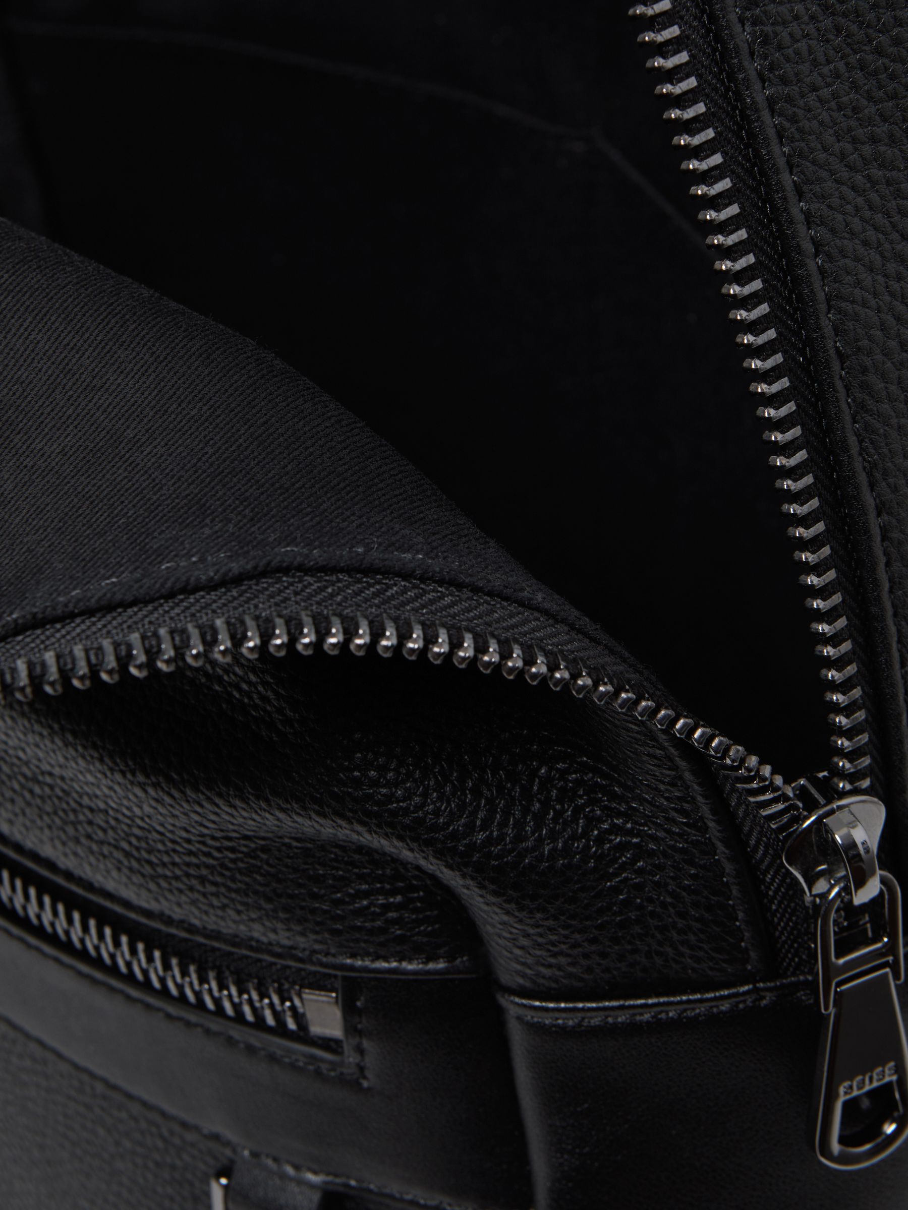Leather Zipped Backpack in Black - Image 4 of 5