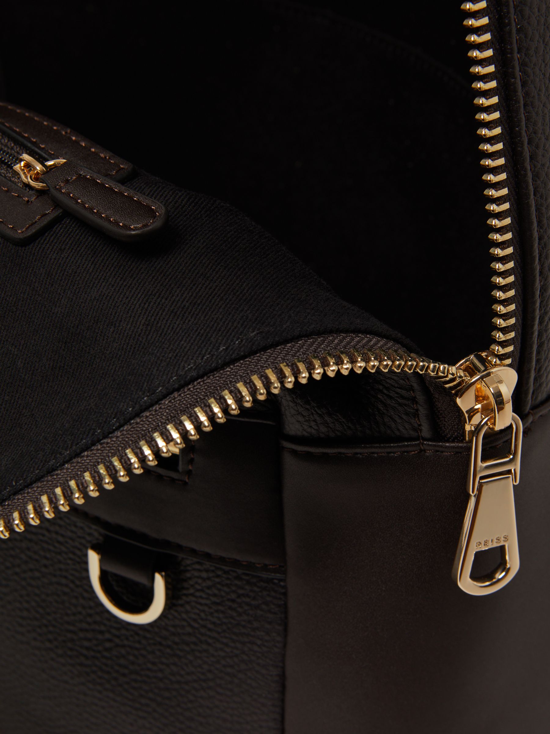 Leather Zipped Backpack in Dark Brown - Image 3 of 5