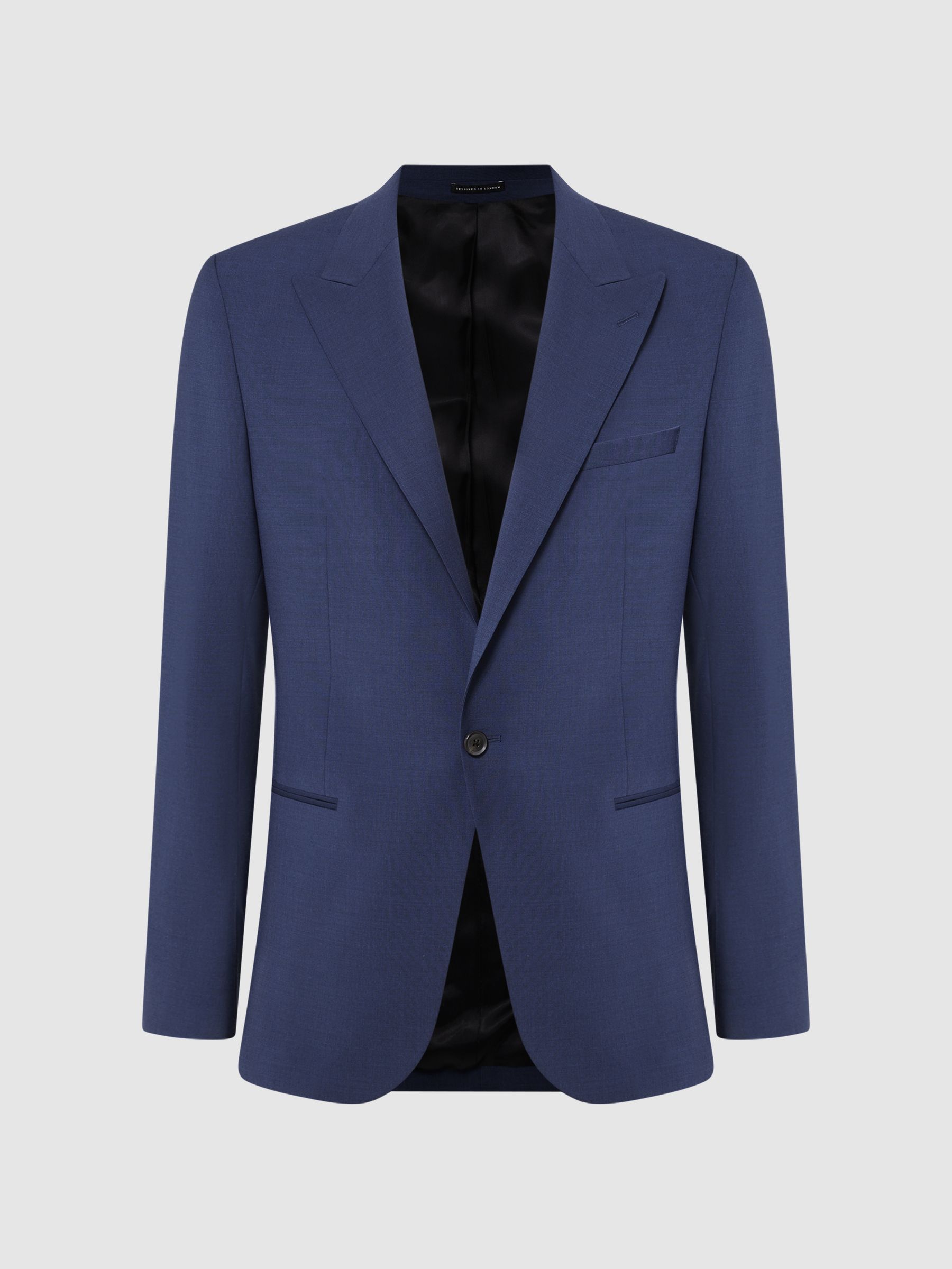 Slim Fit Single Breasted Wool Blend Blazer in Bright Blue - Image 2 of 7
