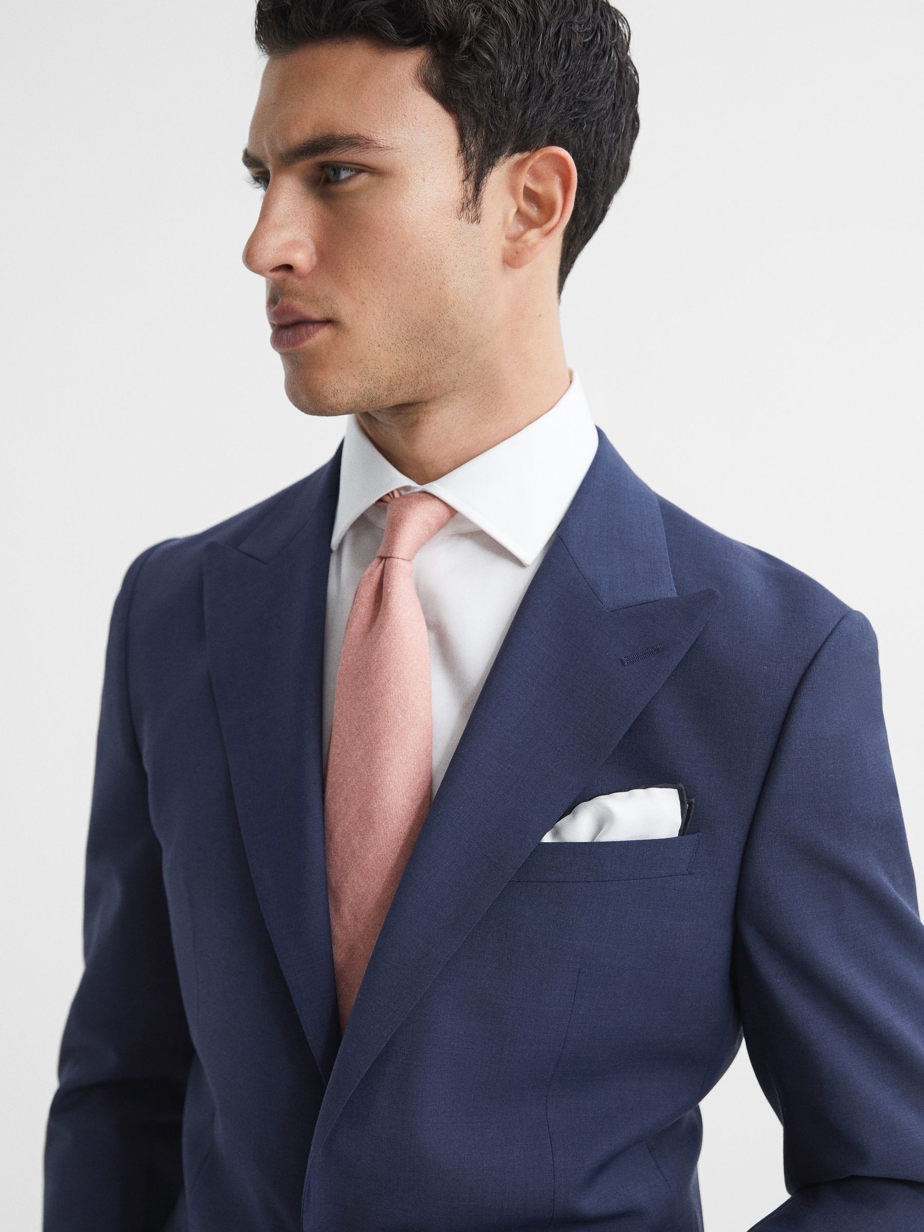 Slim Fit Single Breasted Wool Blend Blazer in Bright Blue - Image 4 of 7