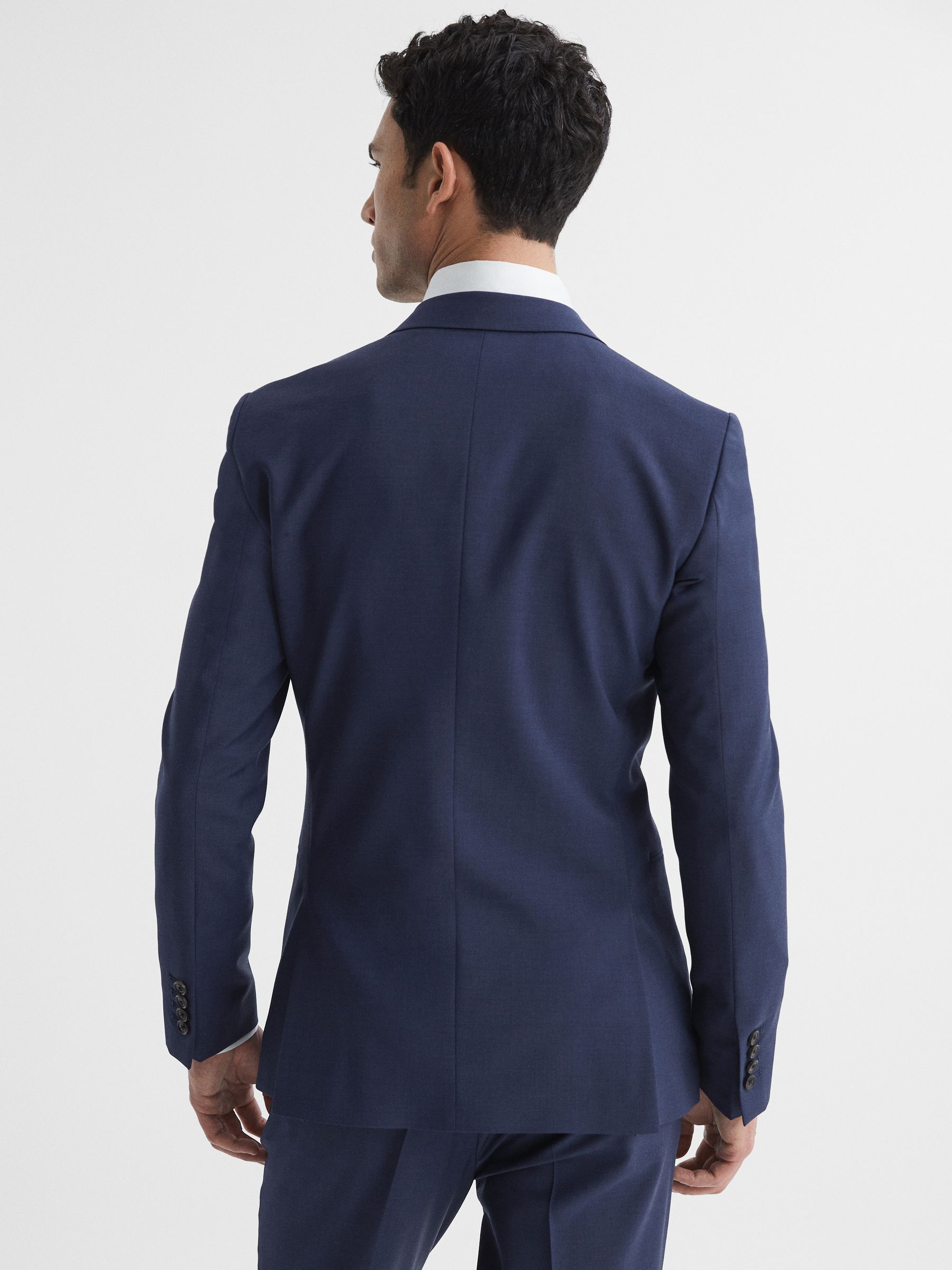 Slim Fit Single Breasted Wool Blend Blazer in Bright Blue - Image 5 of 7