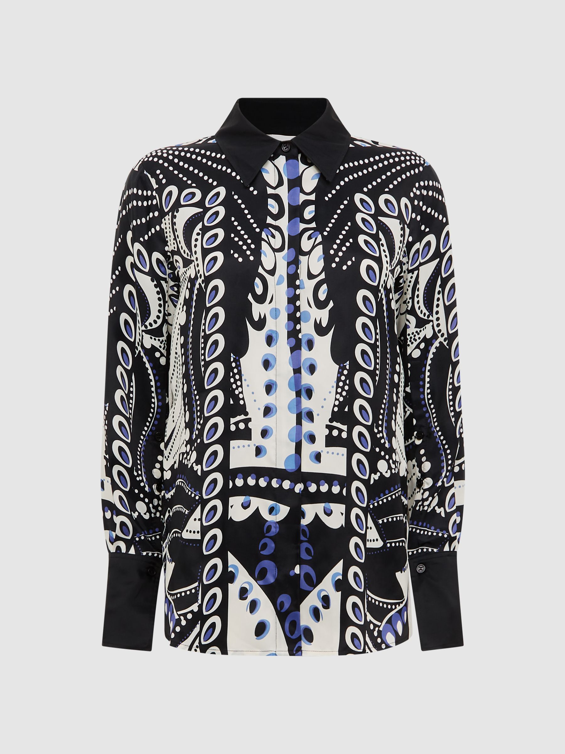 Scarf Printed Shirt in Navy/White - Image 2 of 7