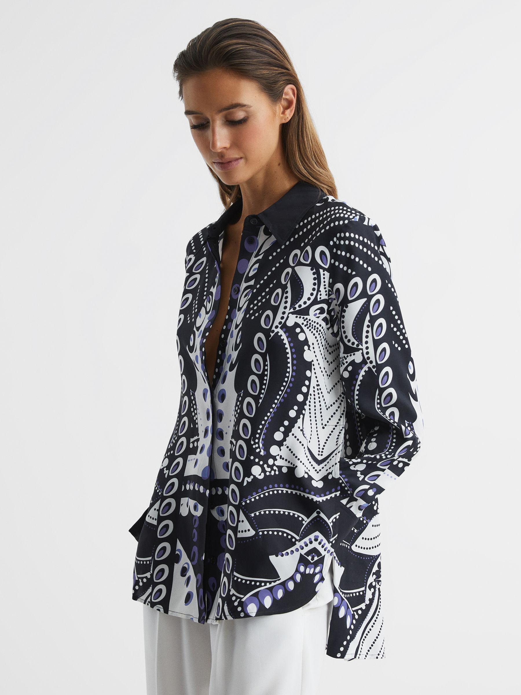 Scarf Printed Shirt in Navy/White - Image 6 of 7