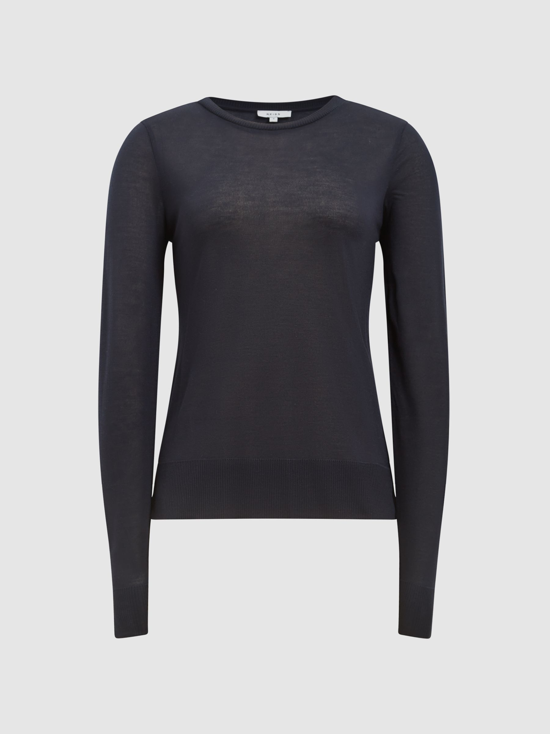 Long Sleeve Crew Neck Top in Navy - Image 2 of 7