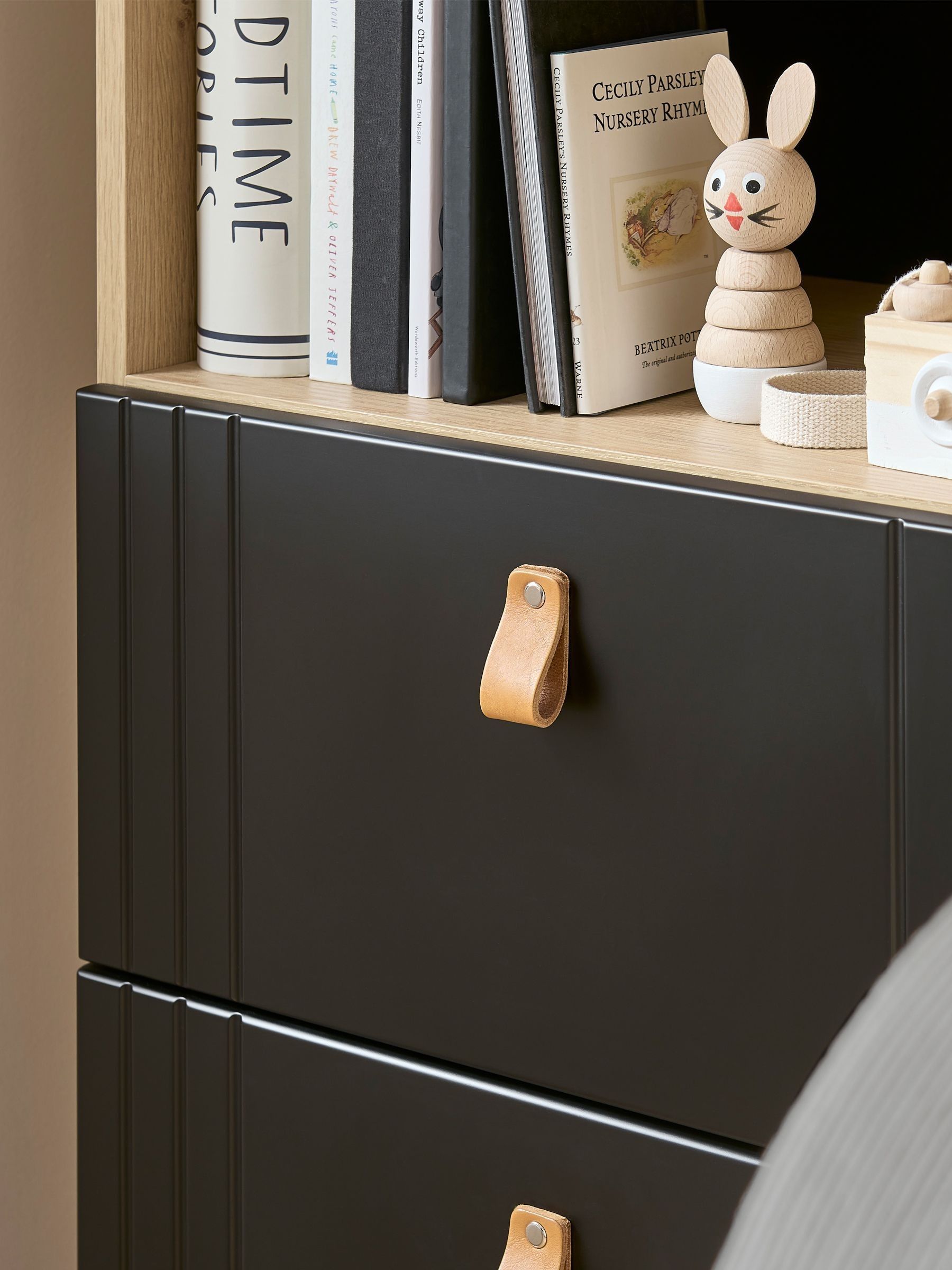Cuddleco Black Rafi Bookcase in Oak and White - Image 2 of 2