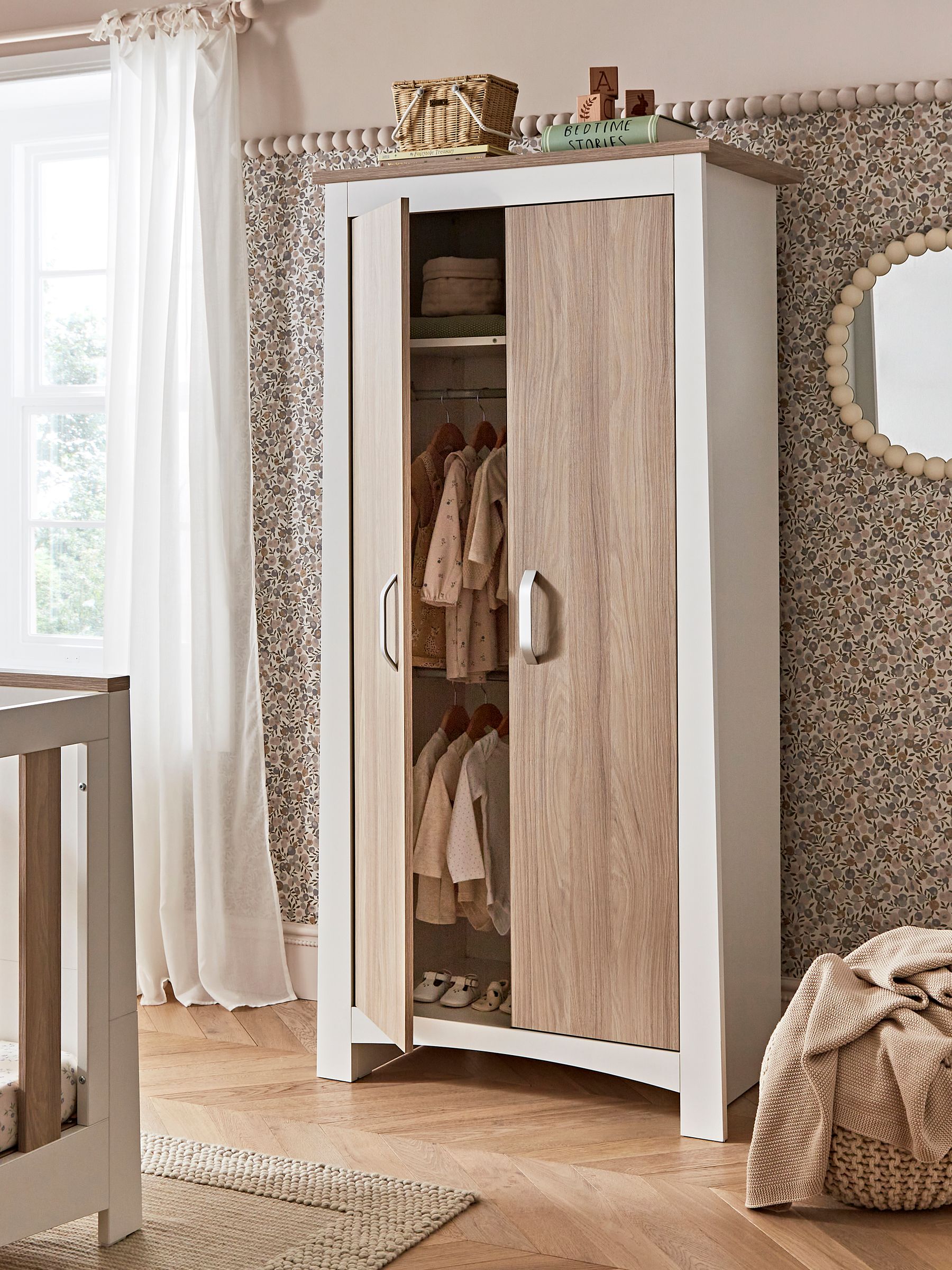 Cuddleco White Ada 2 Door Nursery Wardrobe in White and Ash - Image 3 of 5