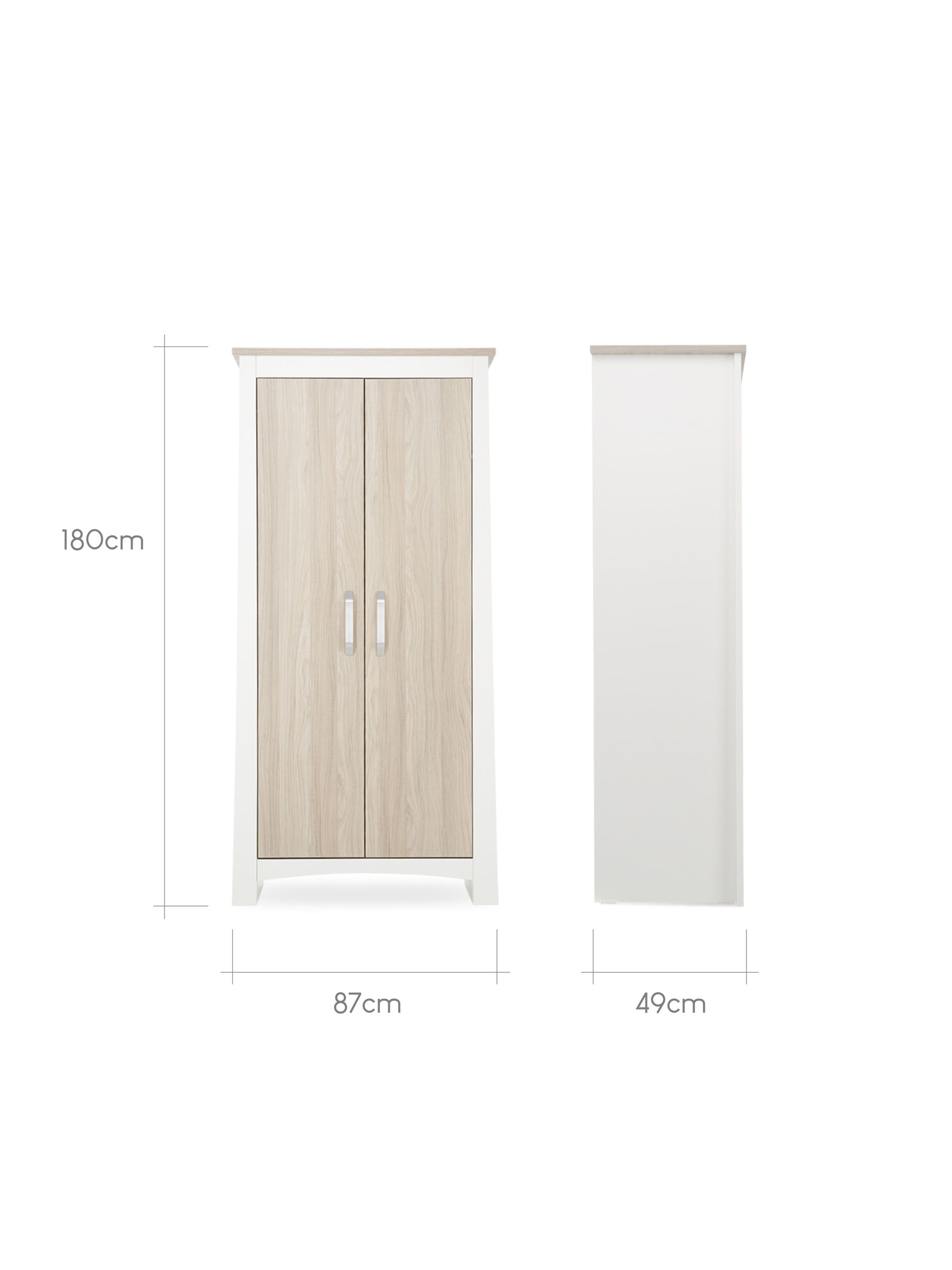 Cuddleco White Ada 2 Door Nursery Wardrobe in White and Ash - Image 5 of 5