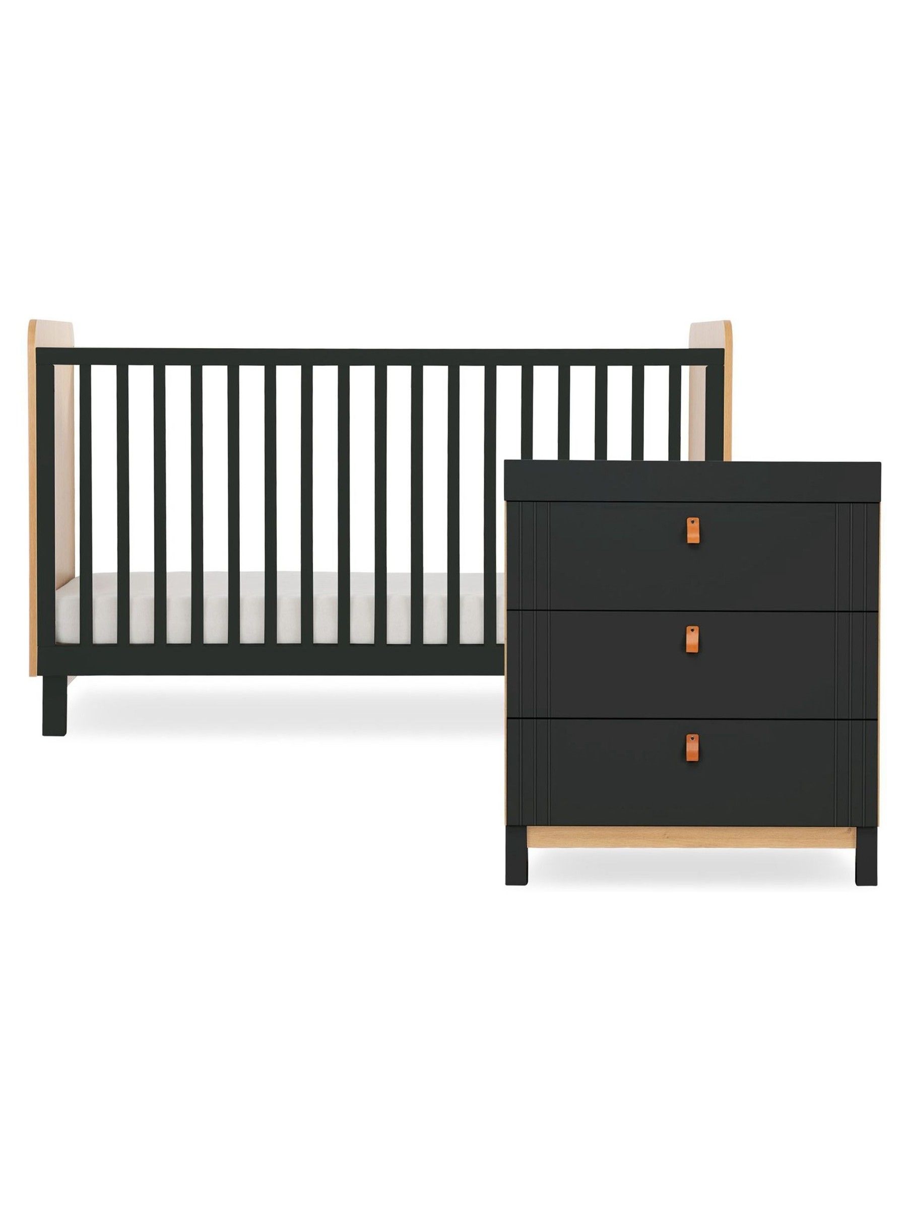 Cuddleco Rafi Oak and Black 2 Piece Nursery Furniture Set - Image 5 of 7