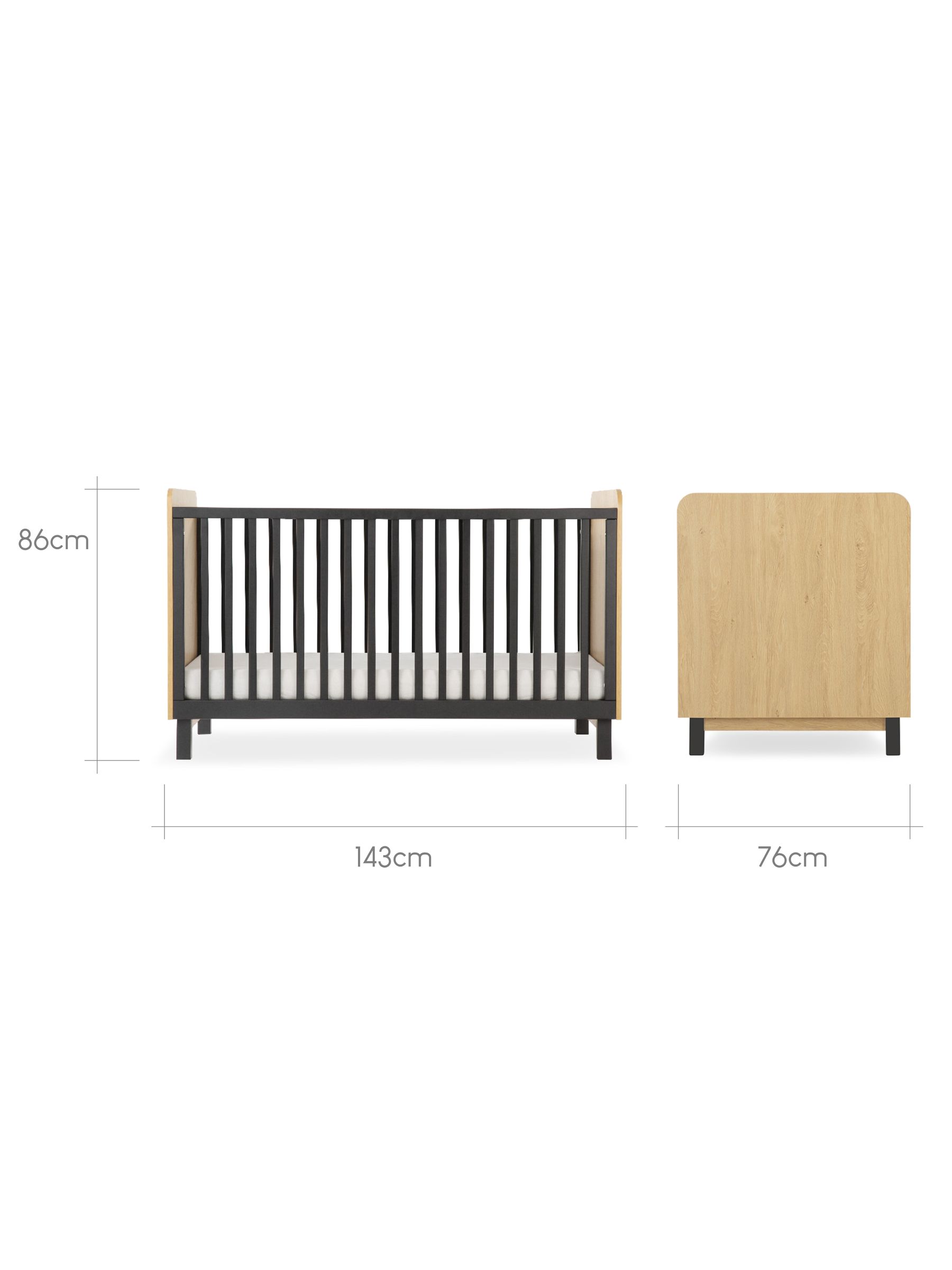 Cuddleco Rafi Oak and Black 2 Piece Nursery Furniture Set - Image 6 of 7