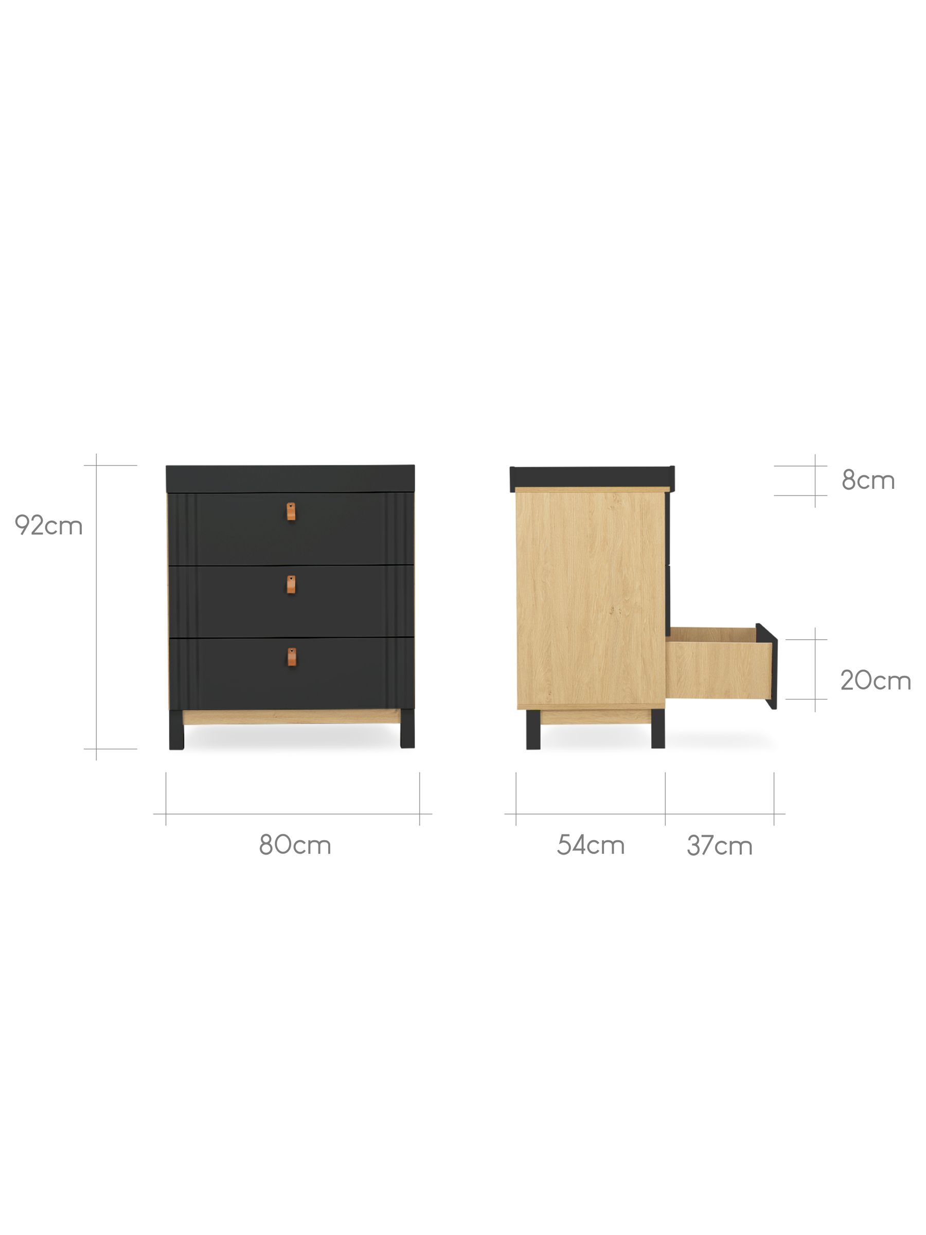 Cuddleco Rafi Oak and Black 2 Piece Nursery Furniture Set - Image 7 of 7