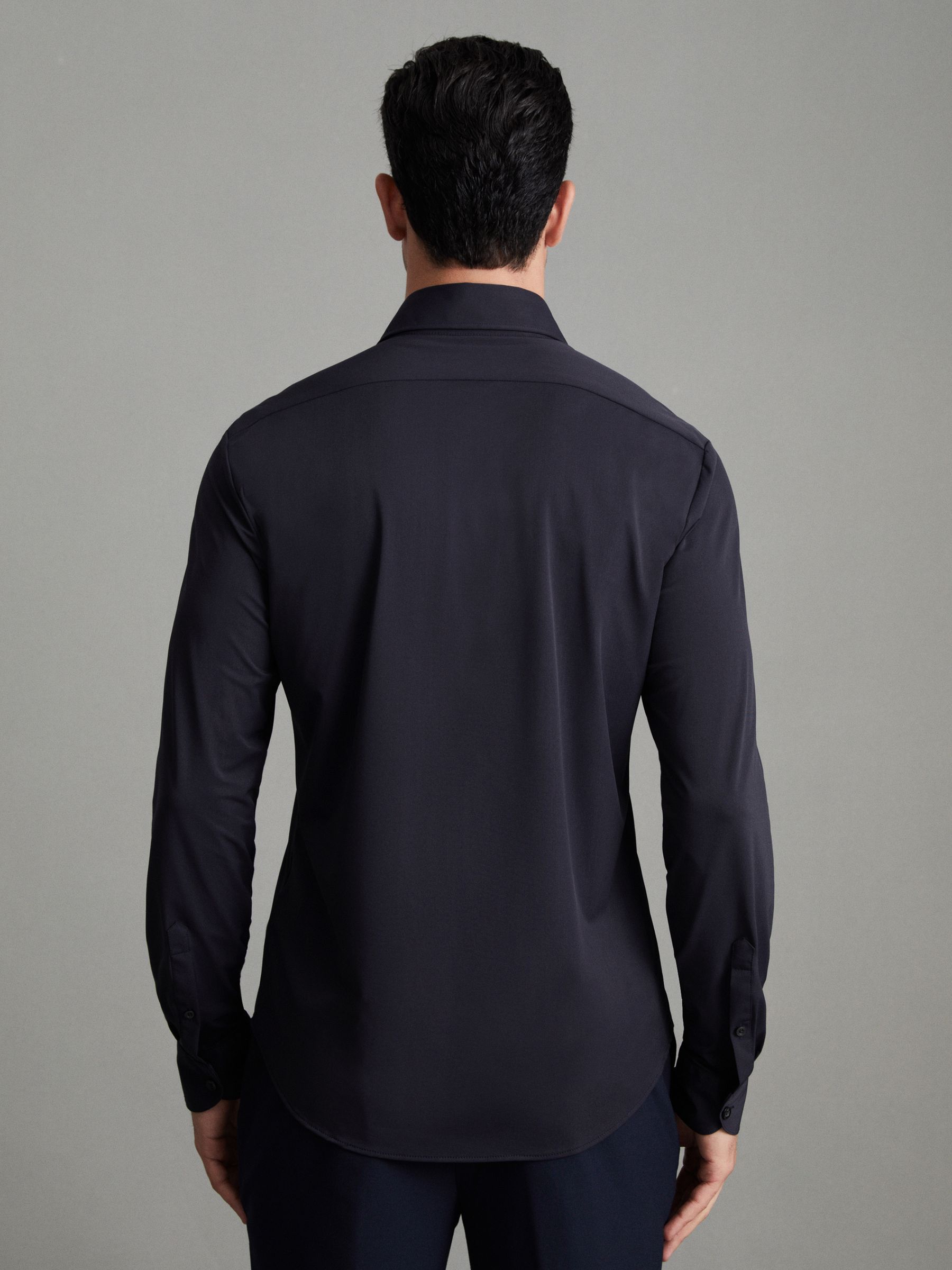 Regular Fit Button-Through Travel Shirt in Navy - Image 4 of 6