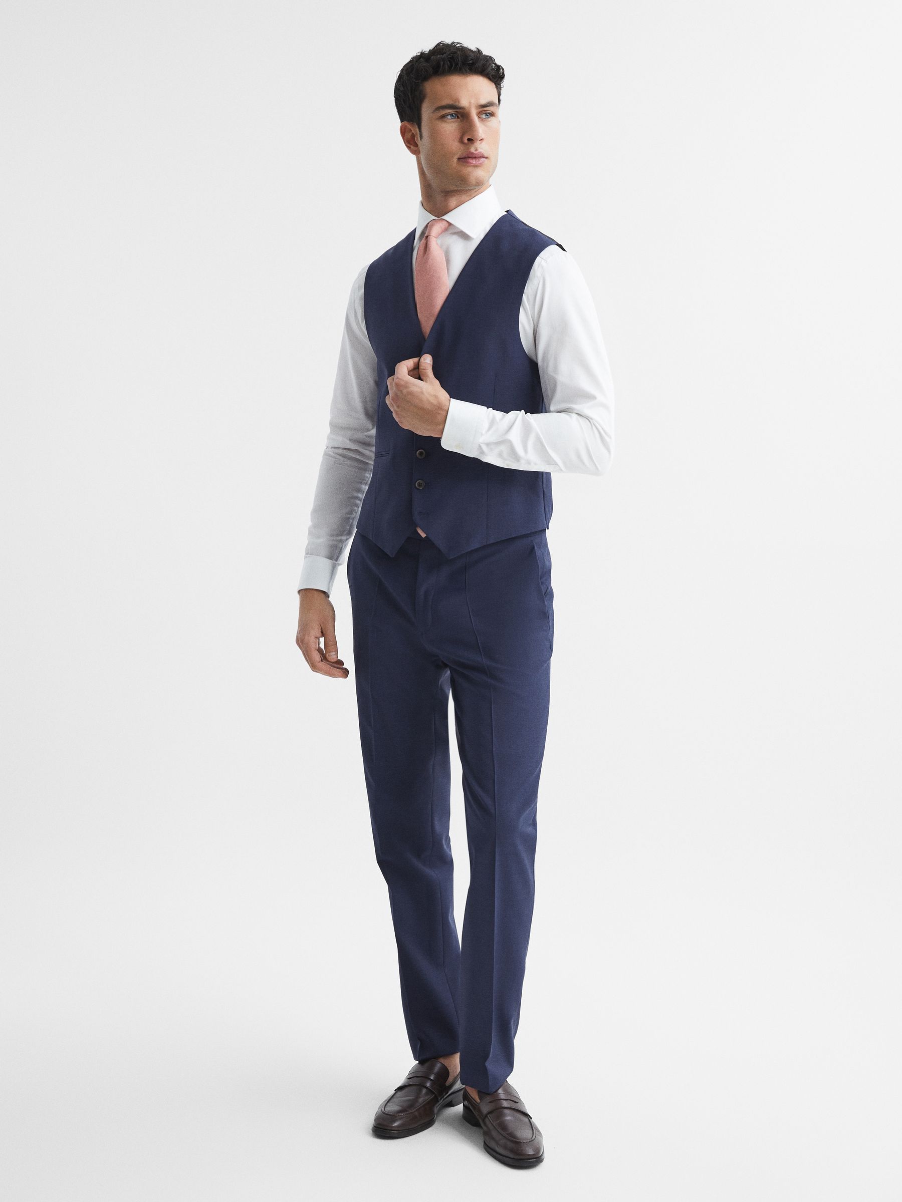 Slim Fit Waistcoat in Bright Blue - Image 3 of 6