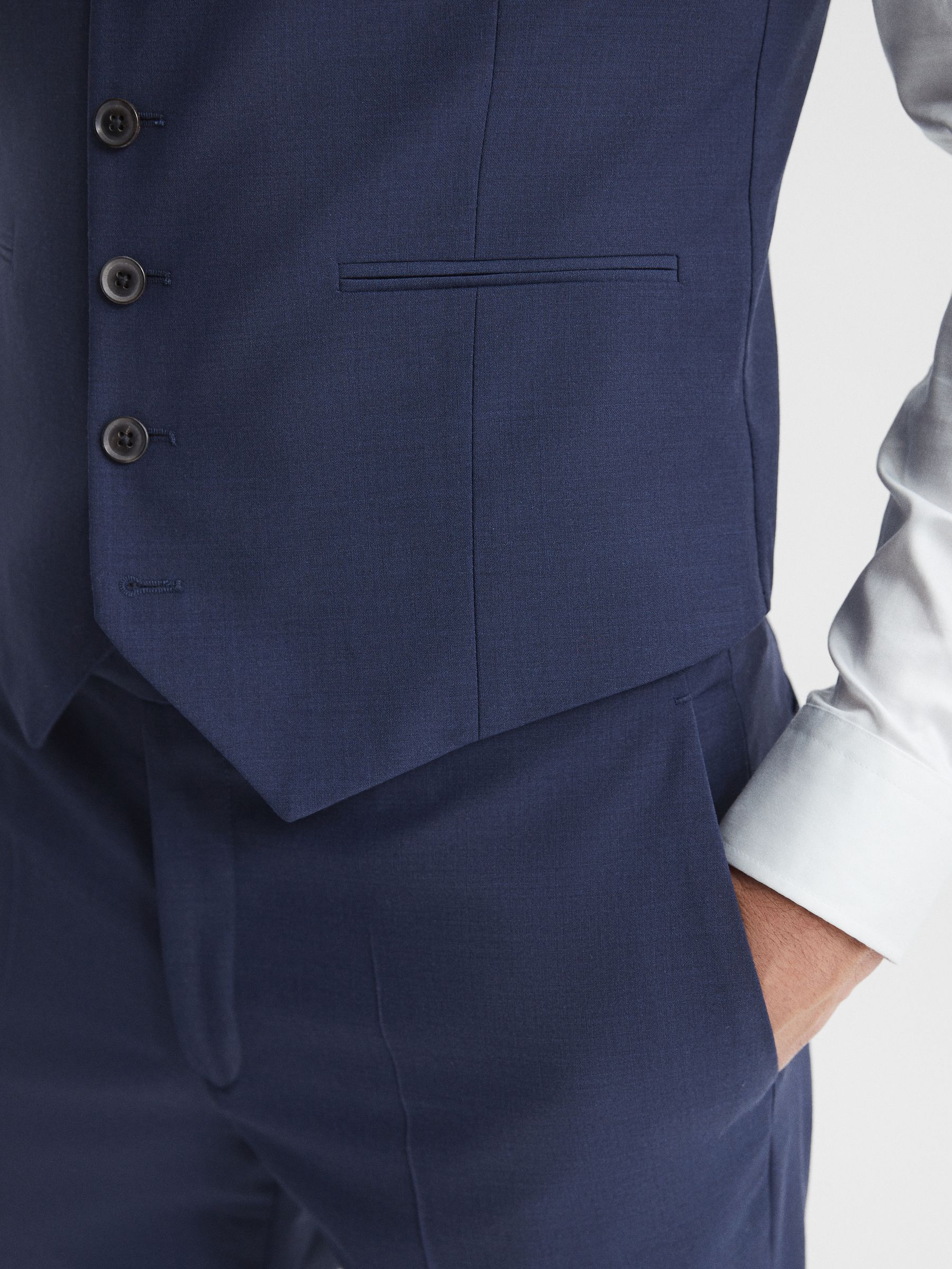 Slim Fit Waistcoat in Bright Blue - Image 4 of 6