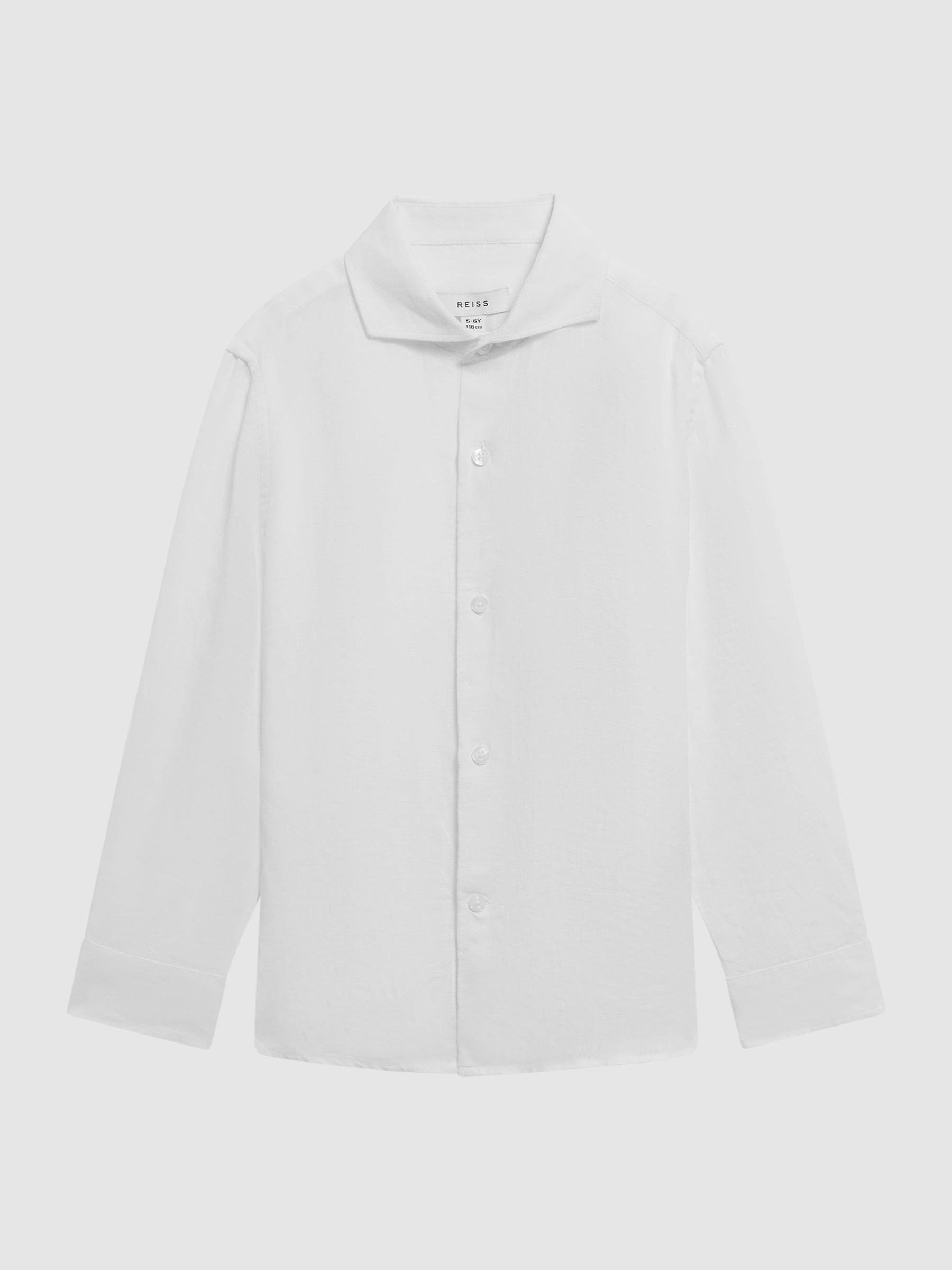 3-9 yrs Linen Cutaway Collar Shirt in White - Image 2 of 6