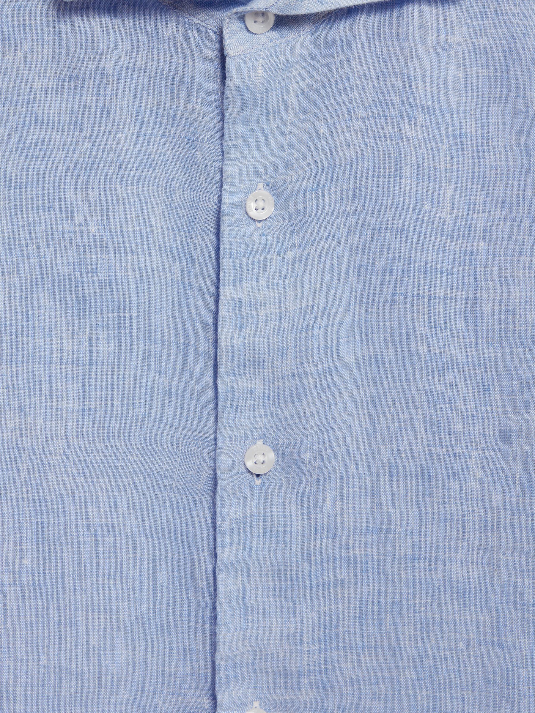 Linen Cutaway Collar Shirt in Soft Blue - Image 7 of 7