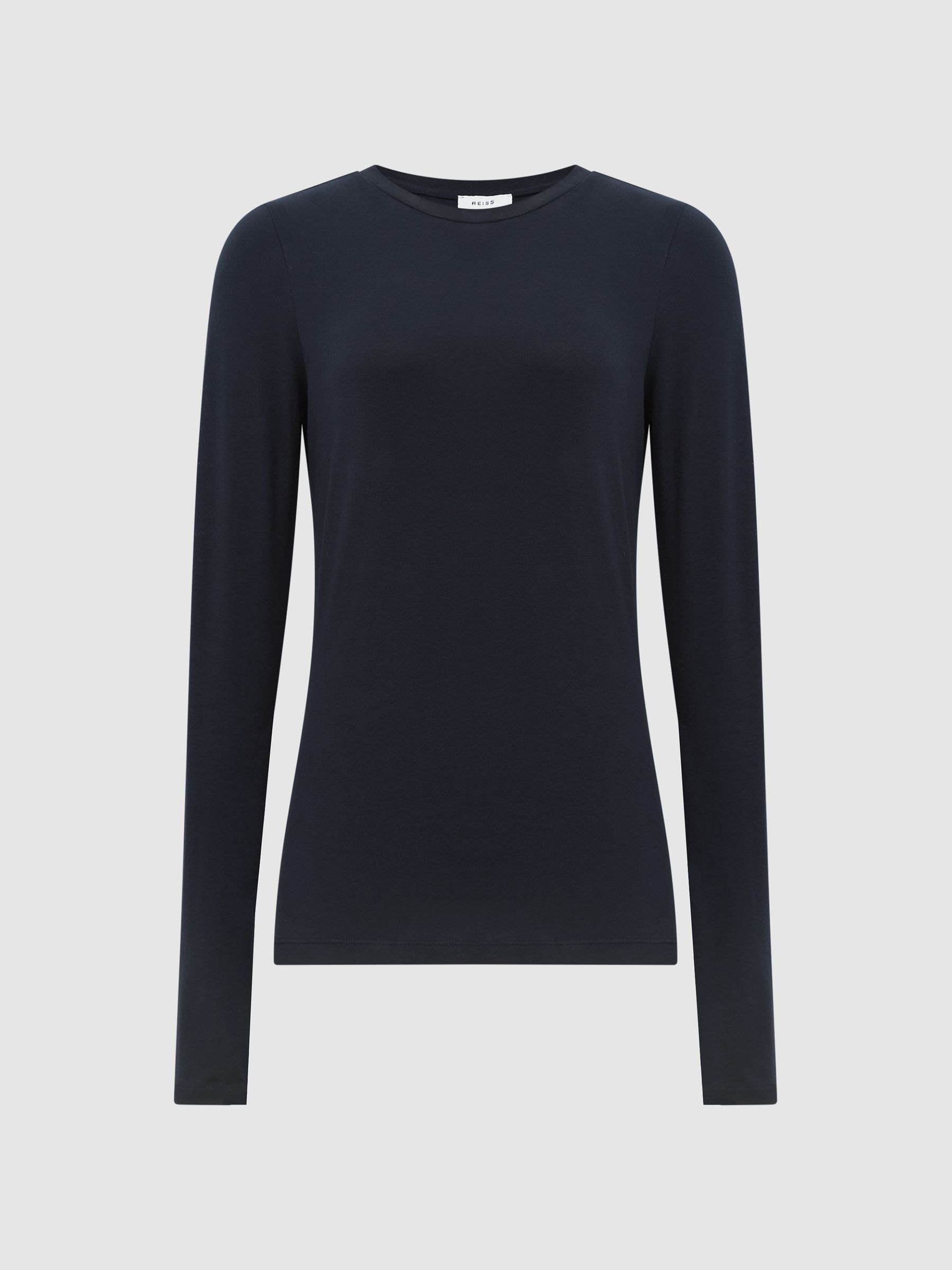 Long Sleeve Crew Neck Top in Navy - Image 2 of 6