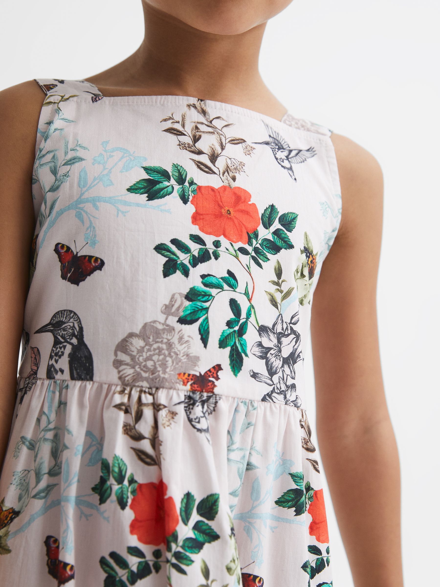 9-12 yrs Printed Strappy Dress in Ivory Print - Image 4 of 6