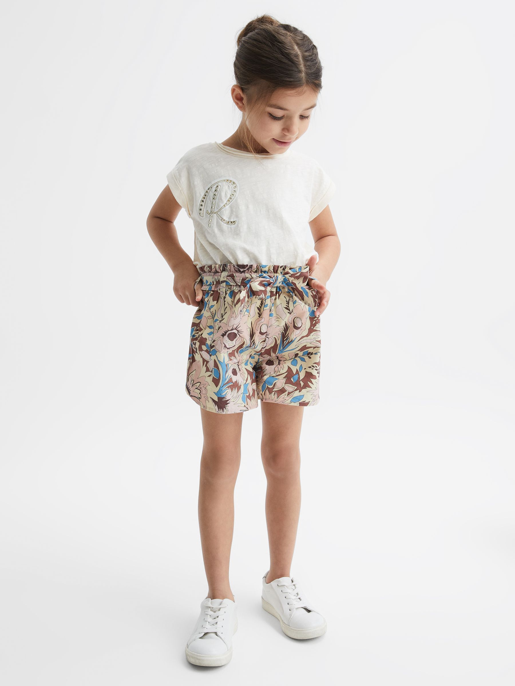 9-12 yrs Elasticated Waist Printed Shorts in Lilac - Image 1 of 6