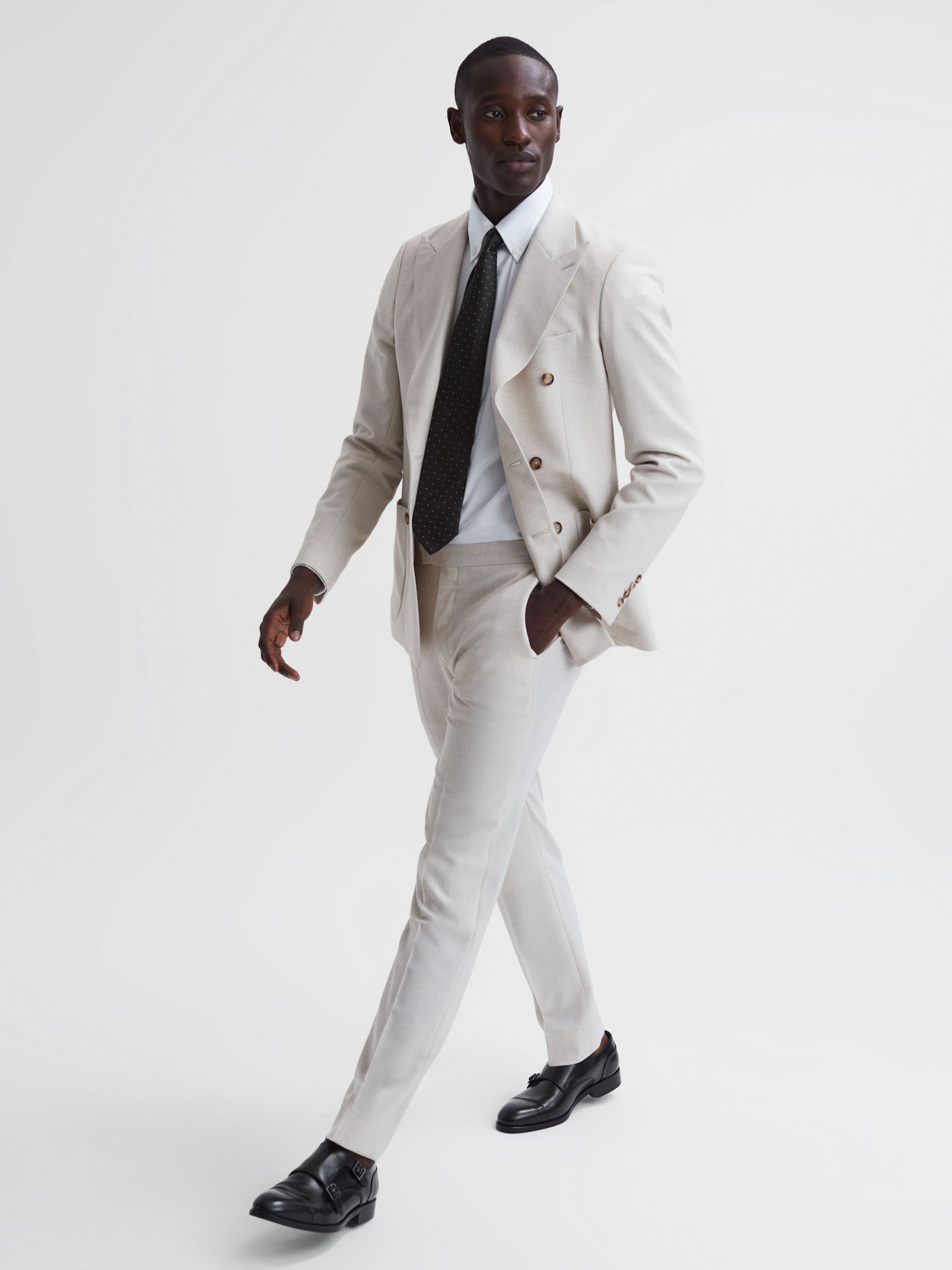 Leather Monk Strap Shoes in Black/Gunmetal - Image 3 of 6