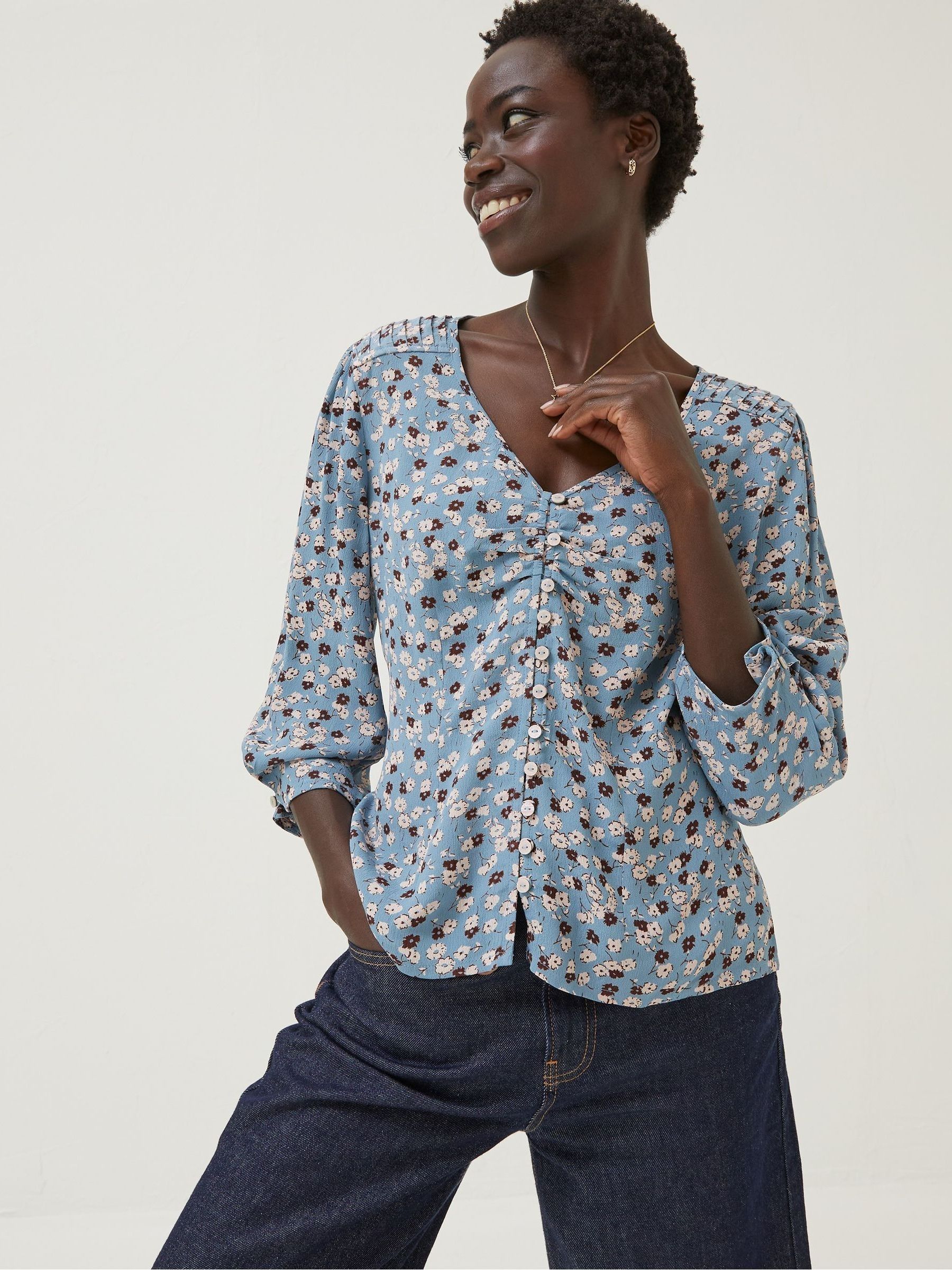 Blue Beatrice Tonal Floral Blouse - Image 1 of 5