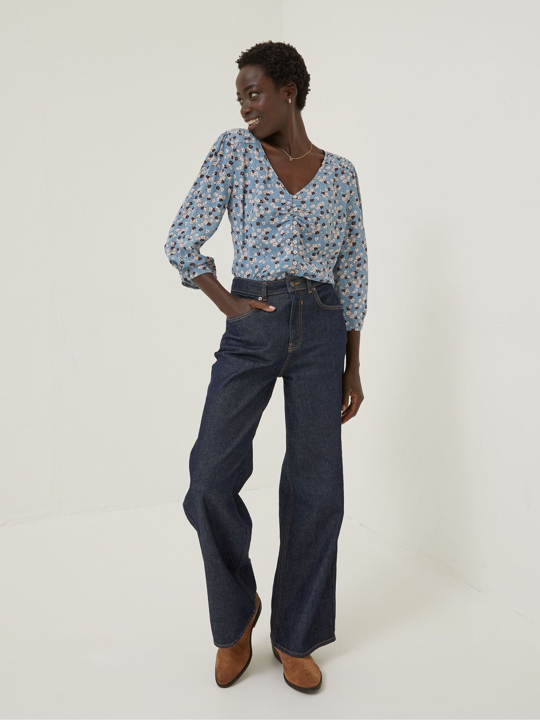 Blue Beatrice Tonal Floral Blouse - Image 3 of 5